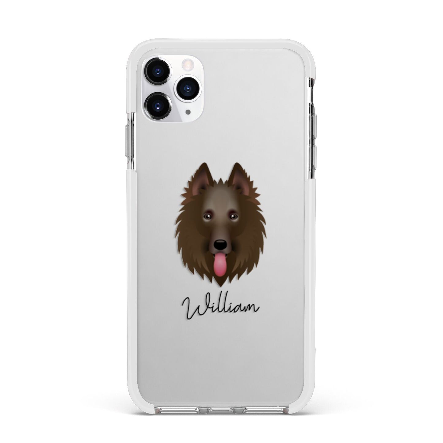 Belgian Shepherd Personalised Apple iPhone 11 Pro Max in Silver with White Impact Case