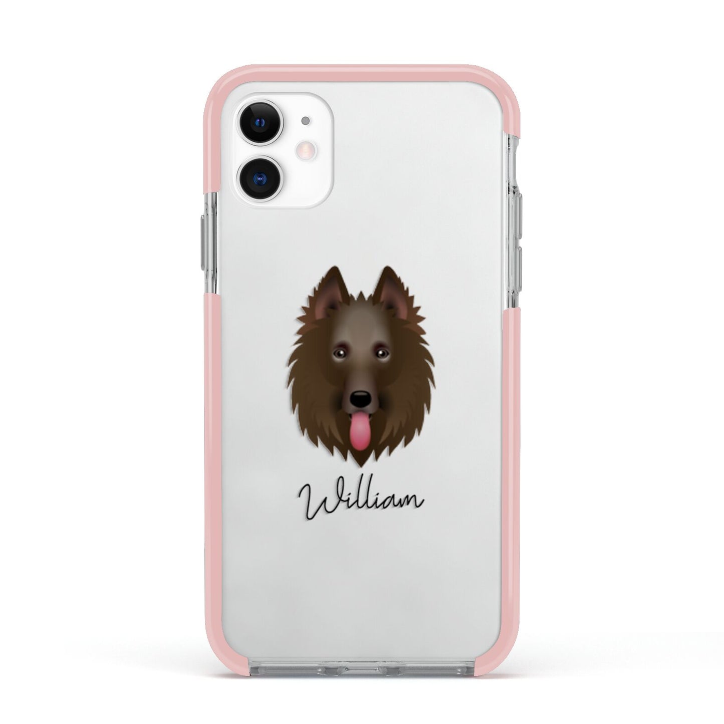 Belgian Shepherd Personalised Apple iPhone 11 in White with Pink Impact Case