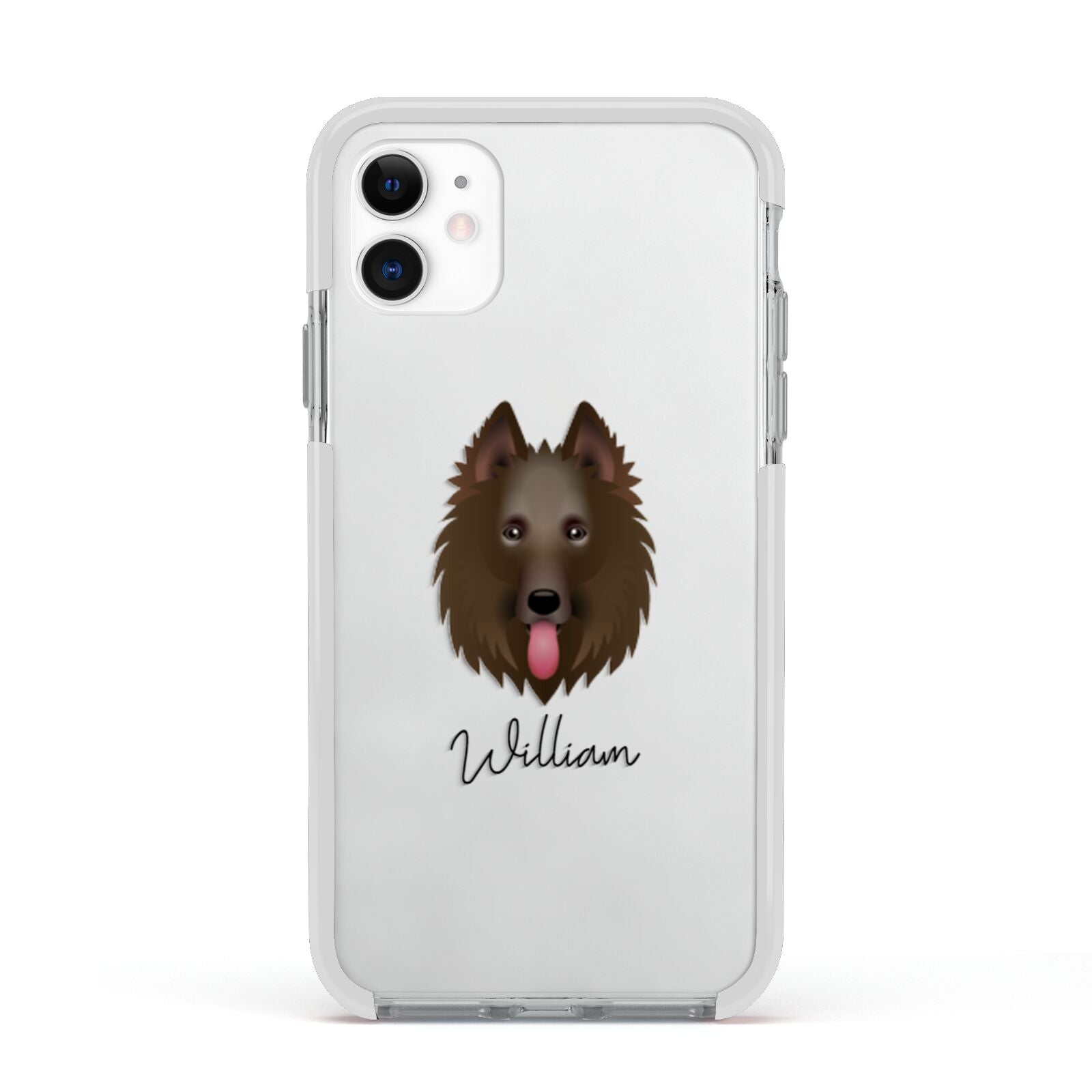 Belgian Shepherd Personalised Apple iPhone 11 in White with White Impact Case