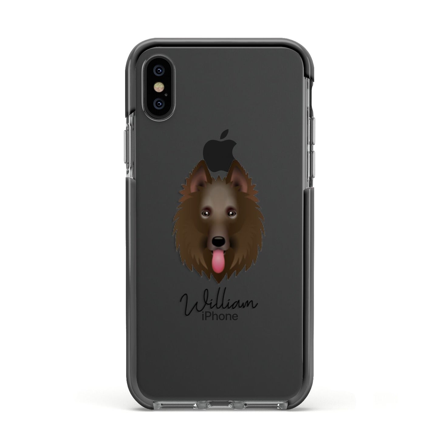 Belgian Shepherd Personalised Apple iPhone Xs Impact Case Black Edge on Black Phone
