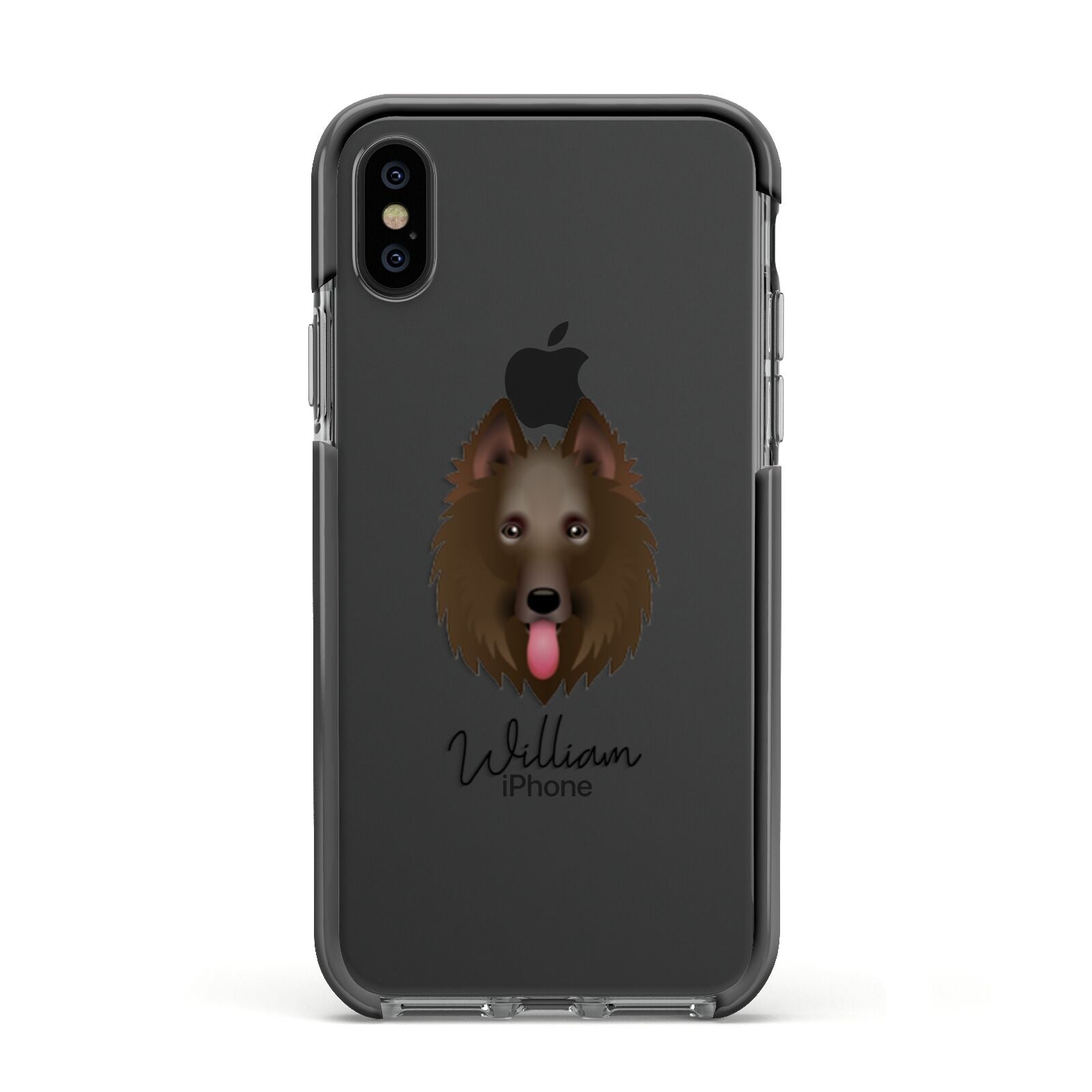 Belgian Shepherd Personalised Apple iPhone Xs Impact Case Black Edge on Black Phone