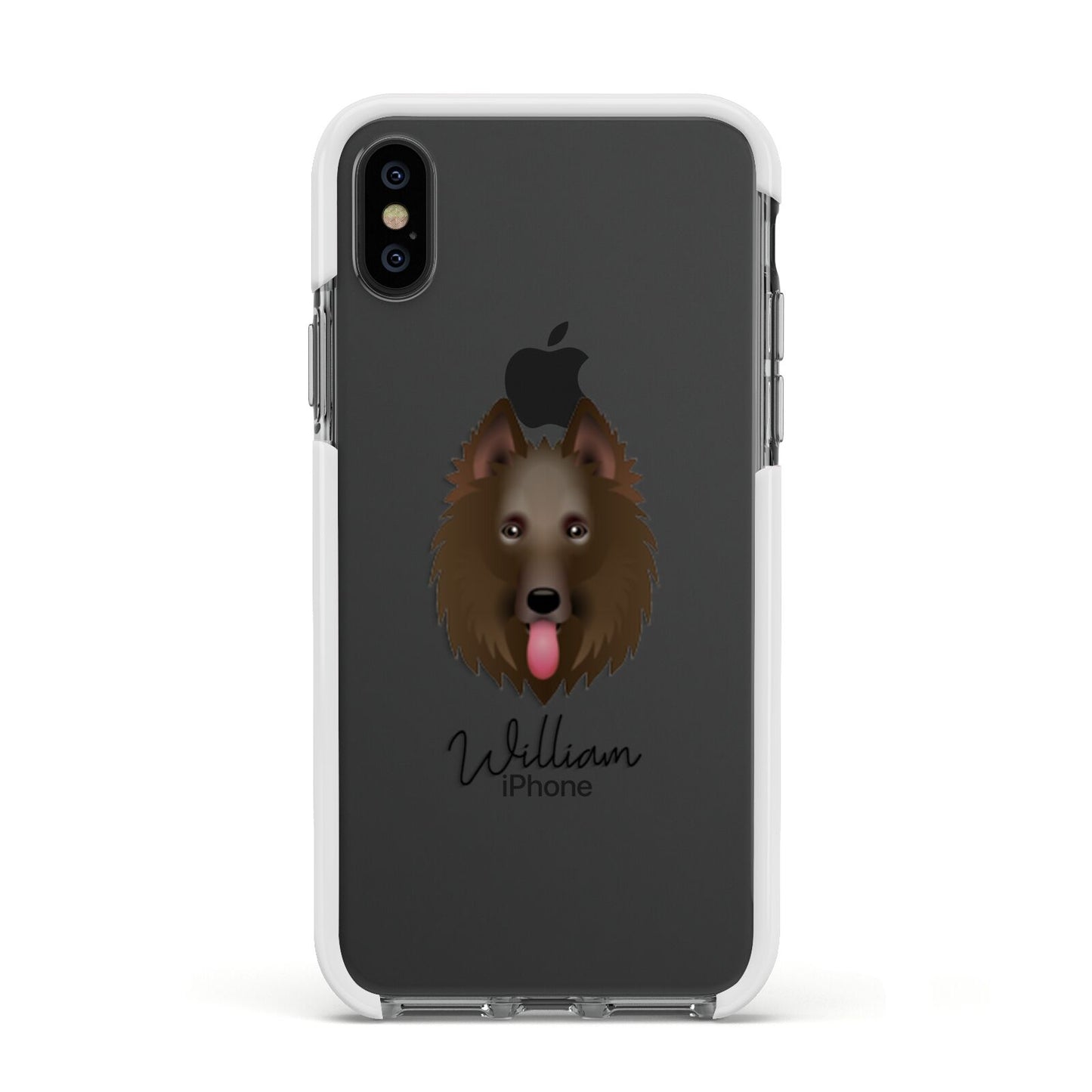 Belgian Shepherd Personalised Apple iPhone Xs Impact Case White Edge on Black Phone
