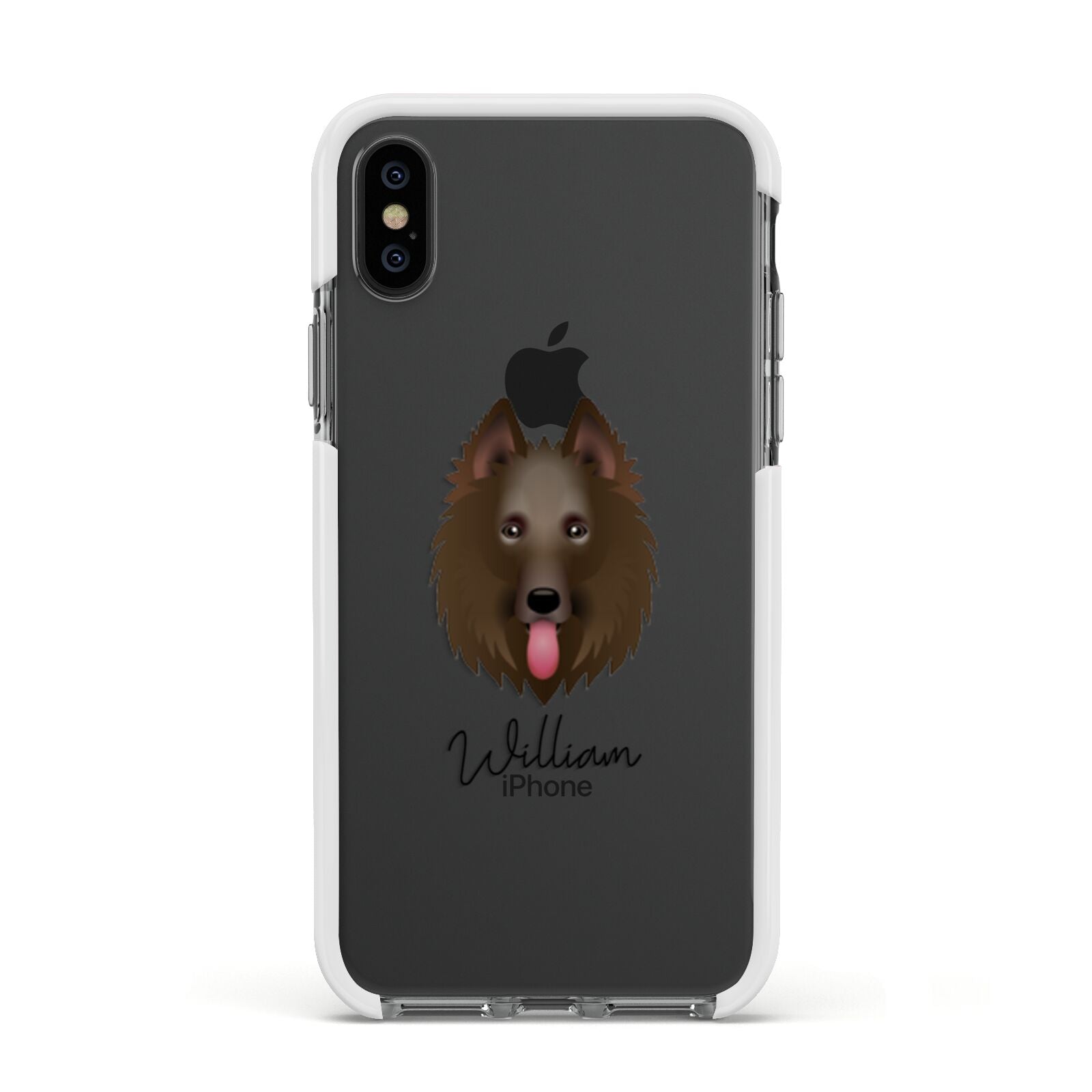 Belgian Shepherd Personalised Apple iPhone Xs Impact Case White Edge on Black Phone