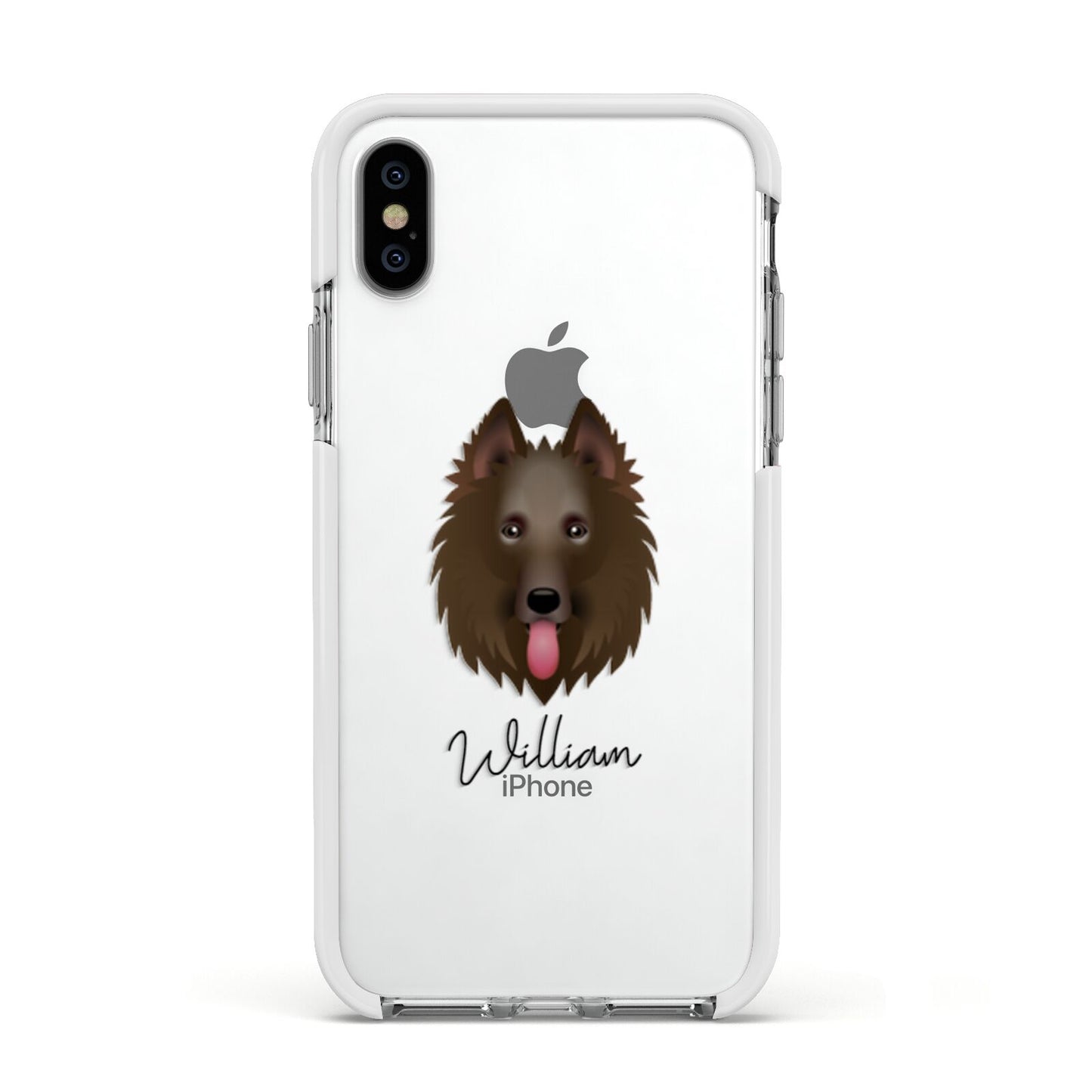 Belgian Shepherd Personalised Apple iPhone Xs Impact Case White Edge on Silver Phone