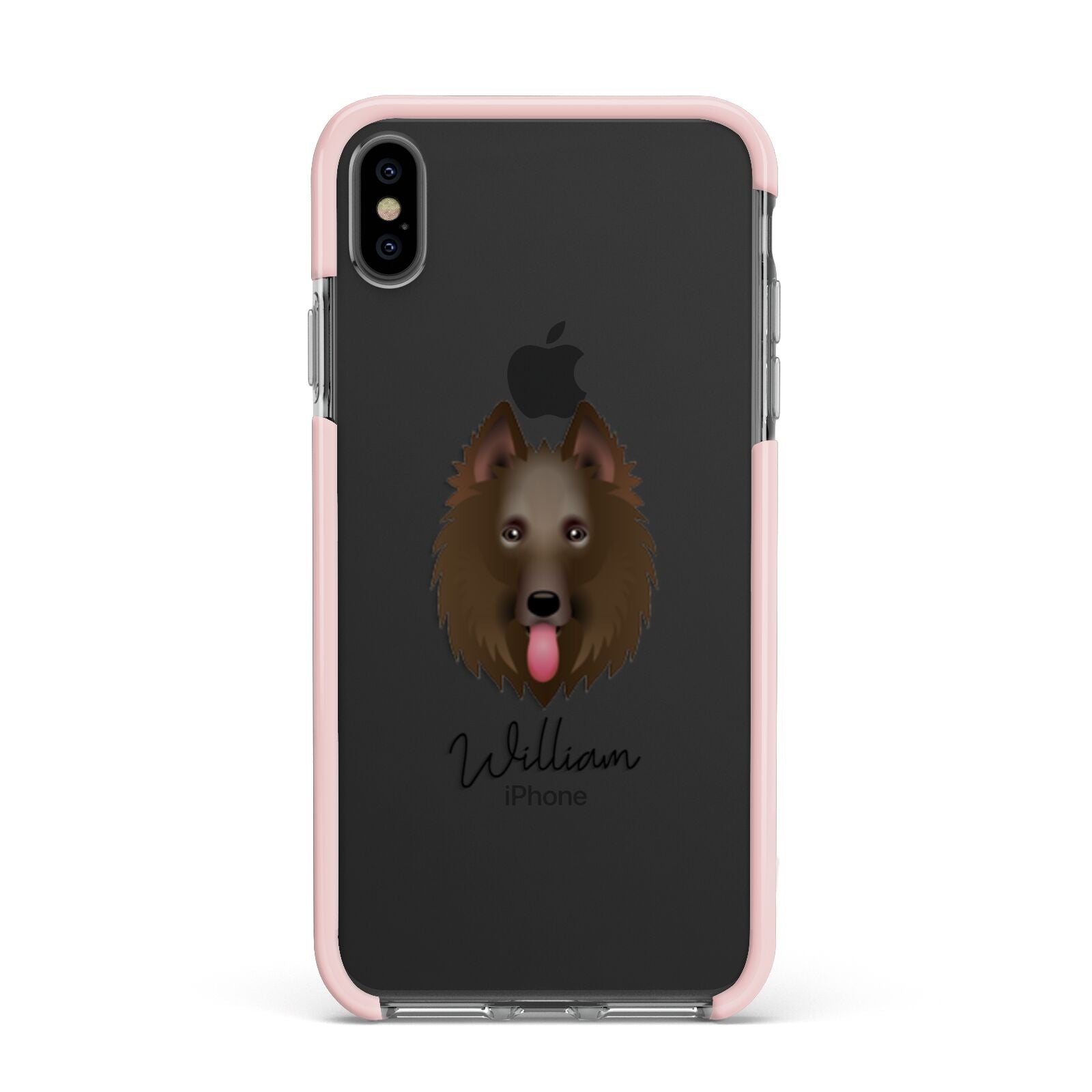 Belgian Shepherd Personalised Apple iPhone Xs Max Impact Case Pink Edge on Black Phone