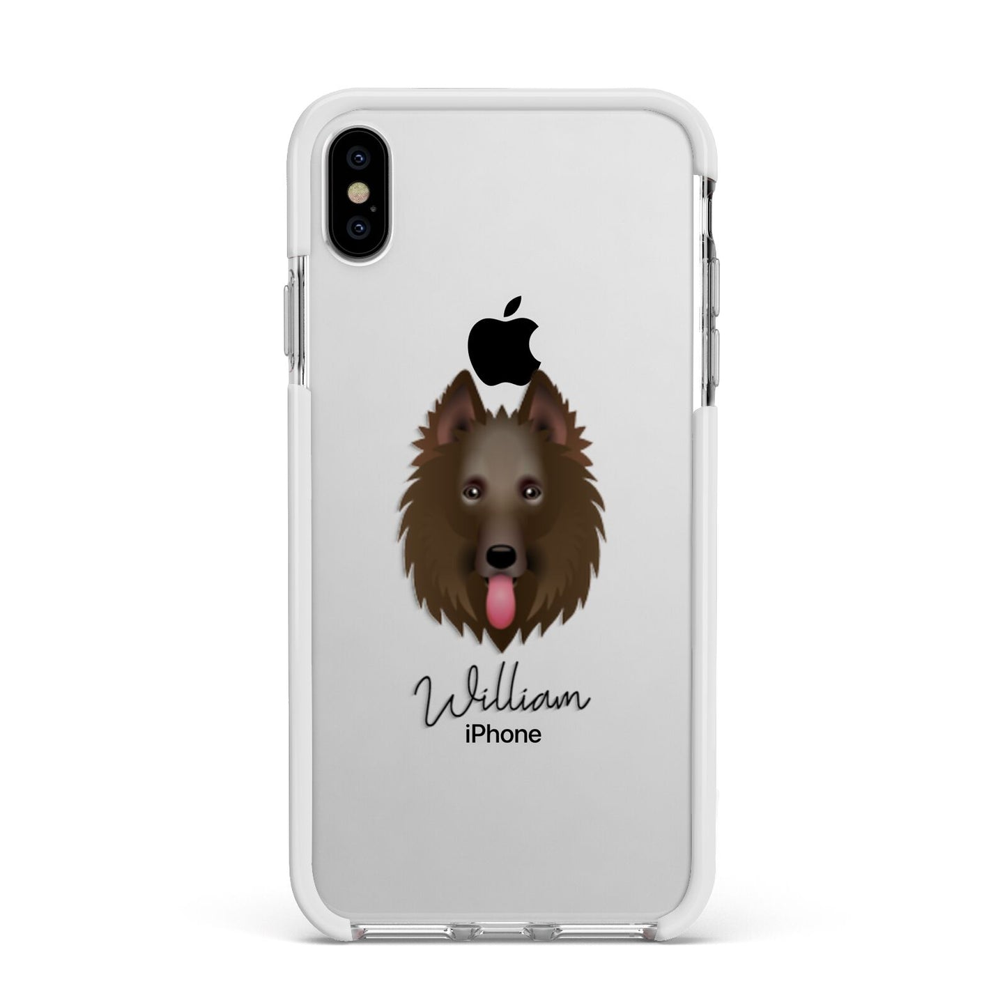 Belgian Shepherd Personalised Apple iPhone Xs Max Impact Case White Edge on Silver Phone
