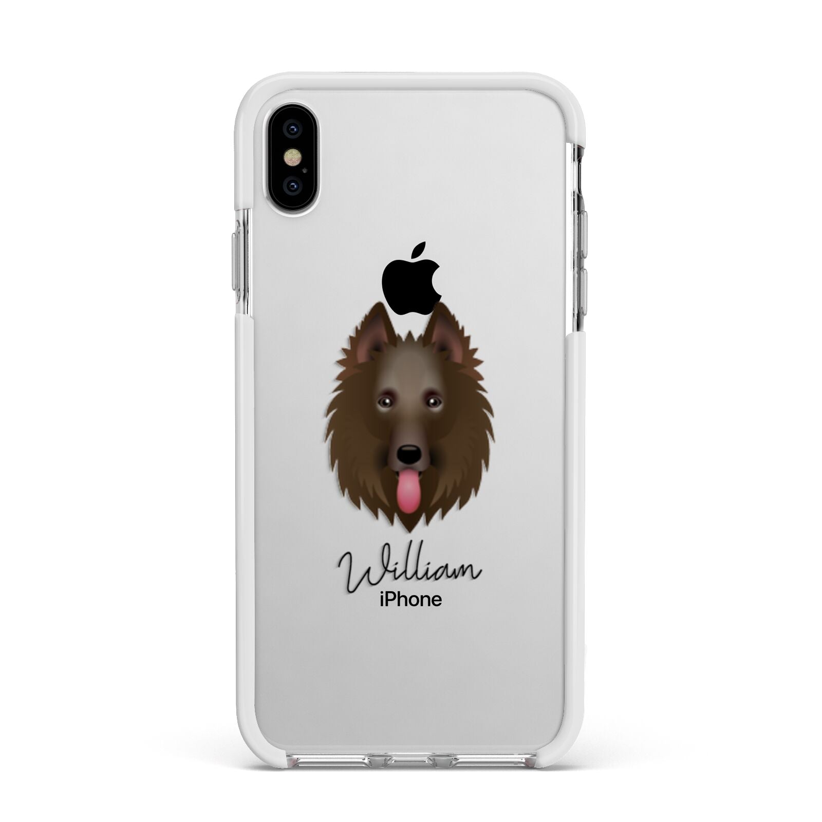 Belgian Shepherd Personalised Apple iPhone Xs Max Impact Case White Edge on Silver Phone