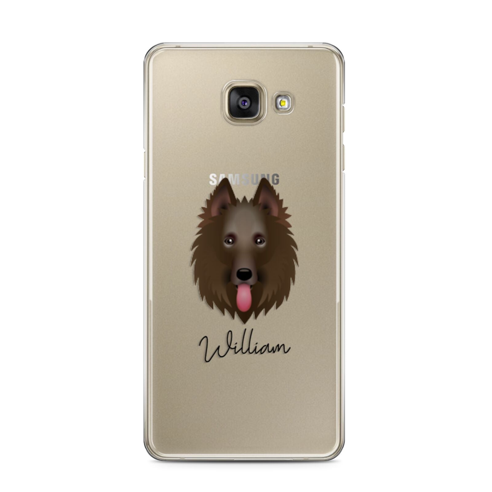 Belgian Shepherd Personalised Samsung Galaxy A3 2016 Case on gold phone