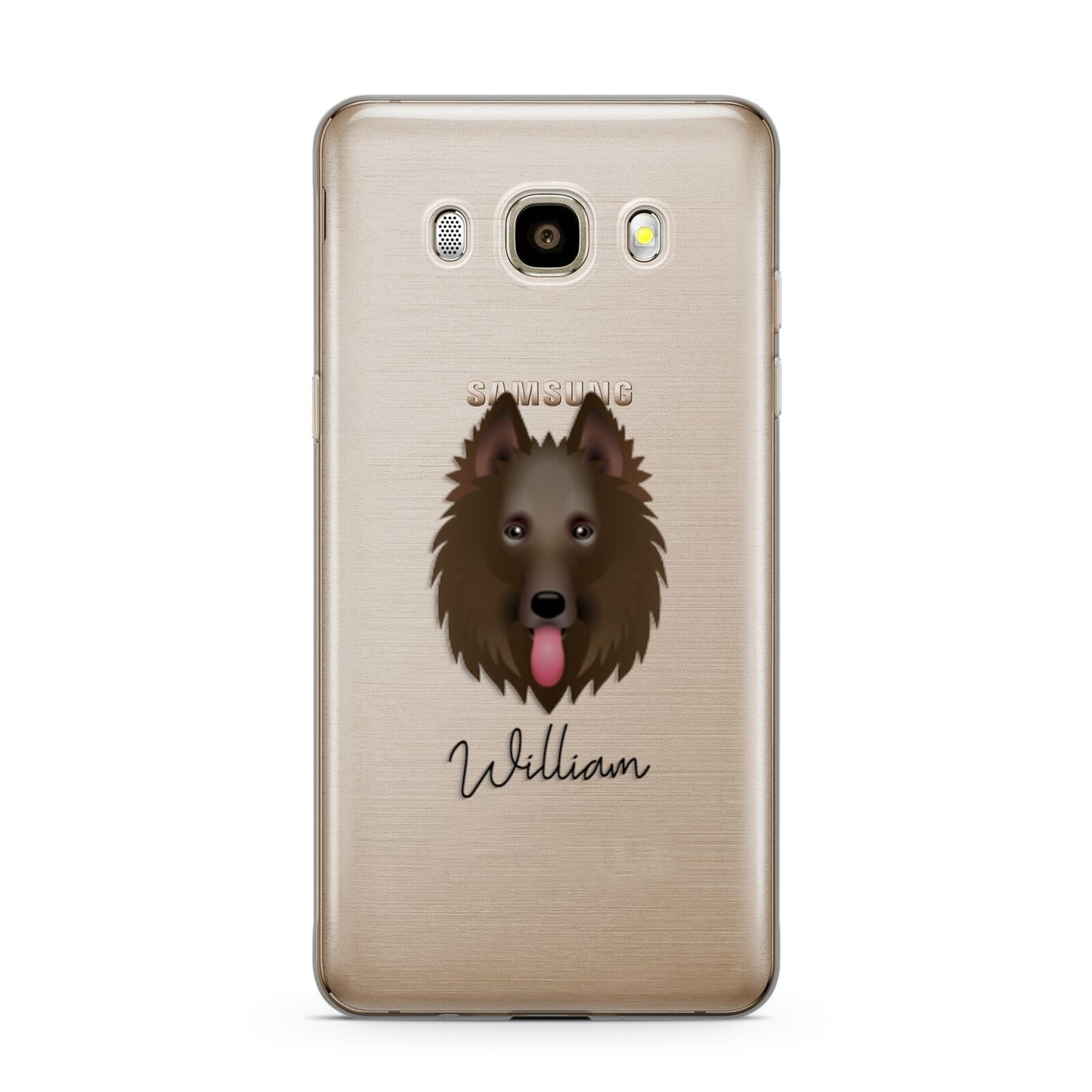 Belgian Shepherd Personalised Samsung Galaxy J7 2016 Case on gold phone