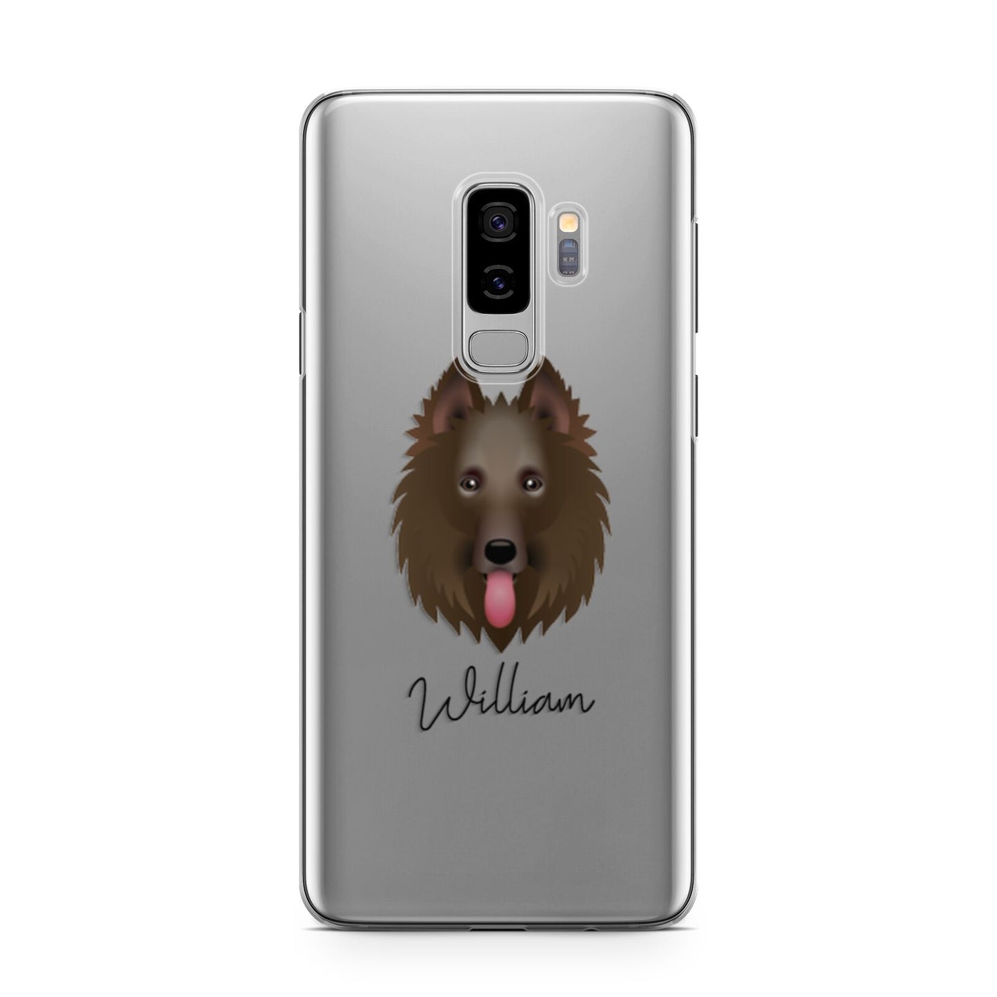 Belgian Shepherd Personalised Samsung Galaxy S9 Plus Case on Silver phone