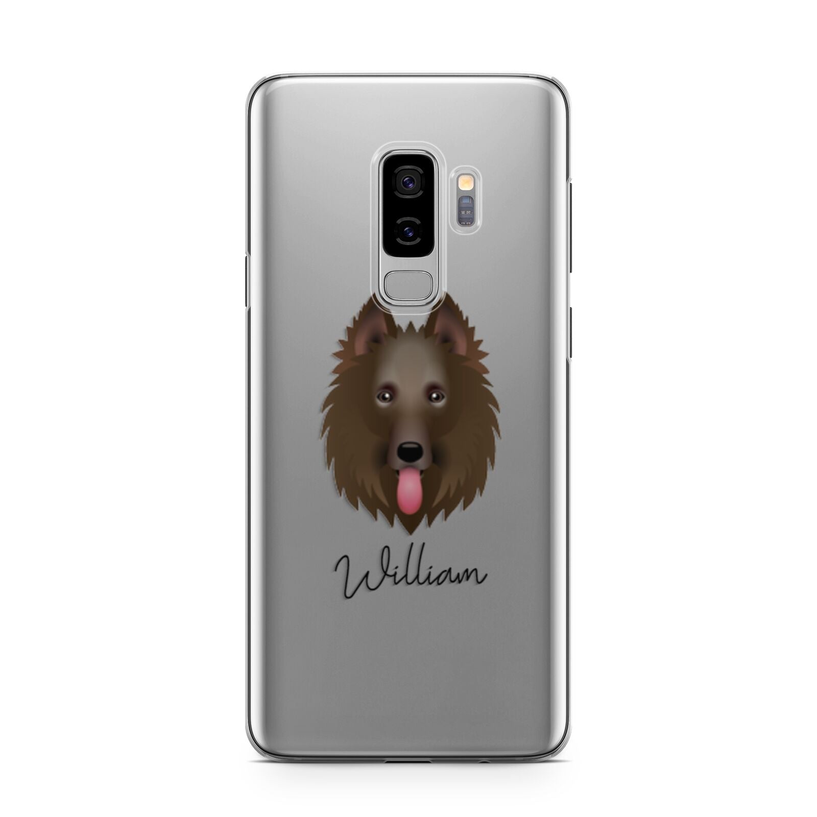 Belgian Shepherd Personalised Samsung Galaxy S9 Plus Case on Silver phone