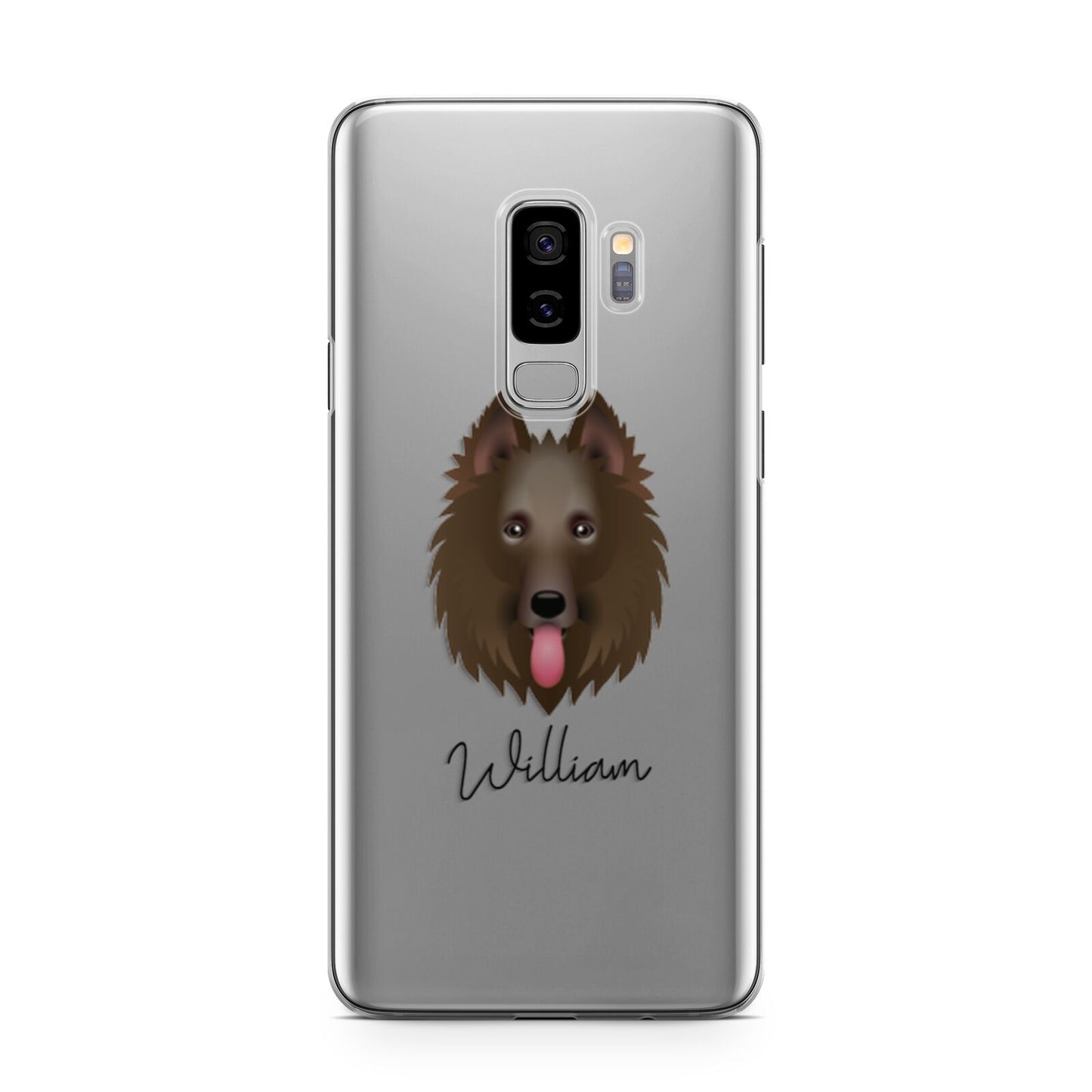 Belgian Shepherd Personalised Samsung Galaxy S9 Plus Case on Silver phone