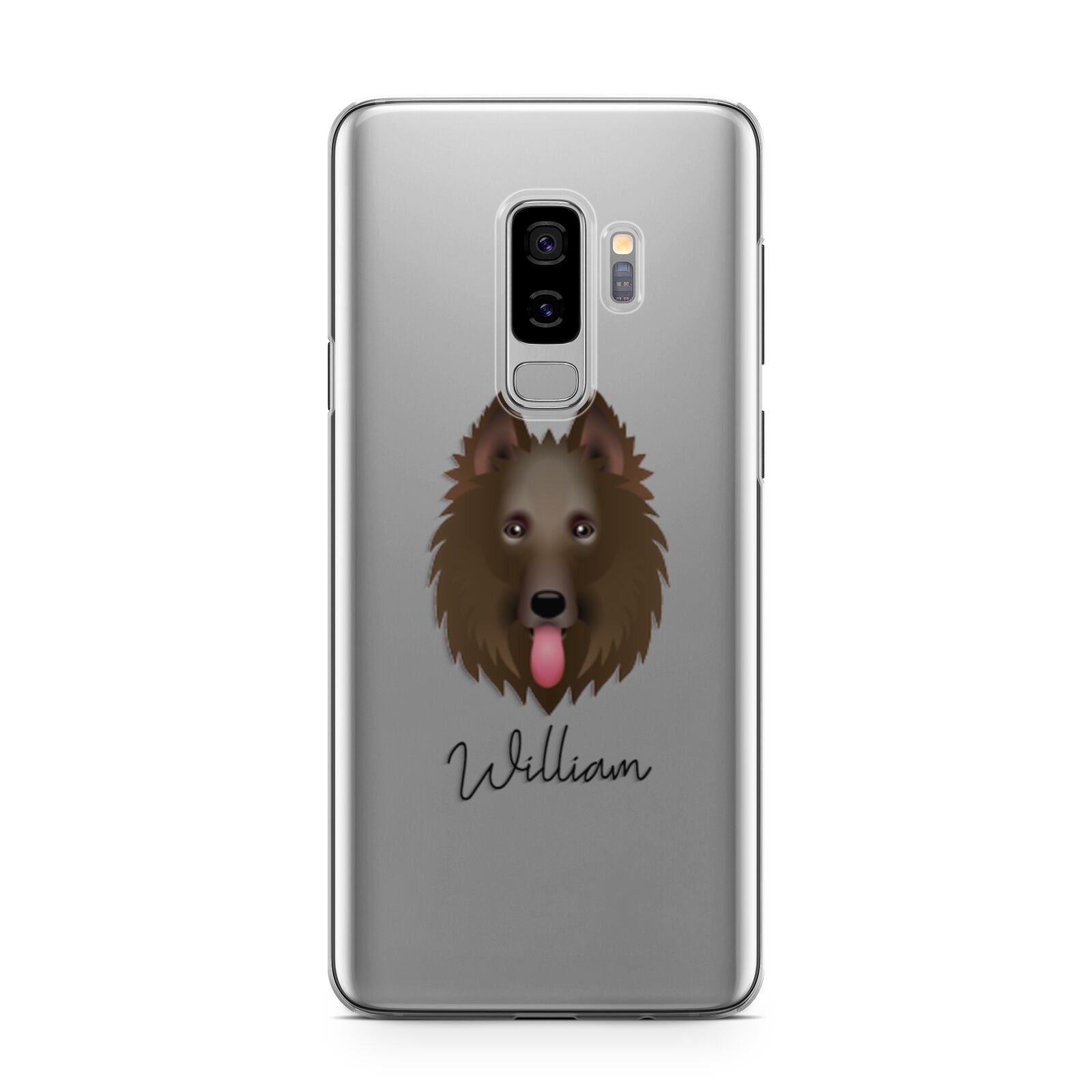 Belgian Shepherd Personalised Samsung Galaxy S9 Plus Case on Silver phone