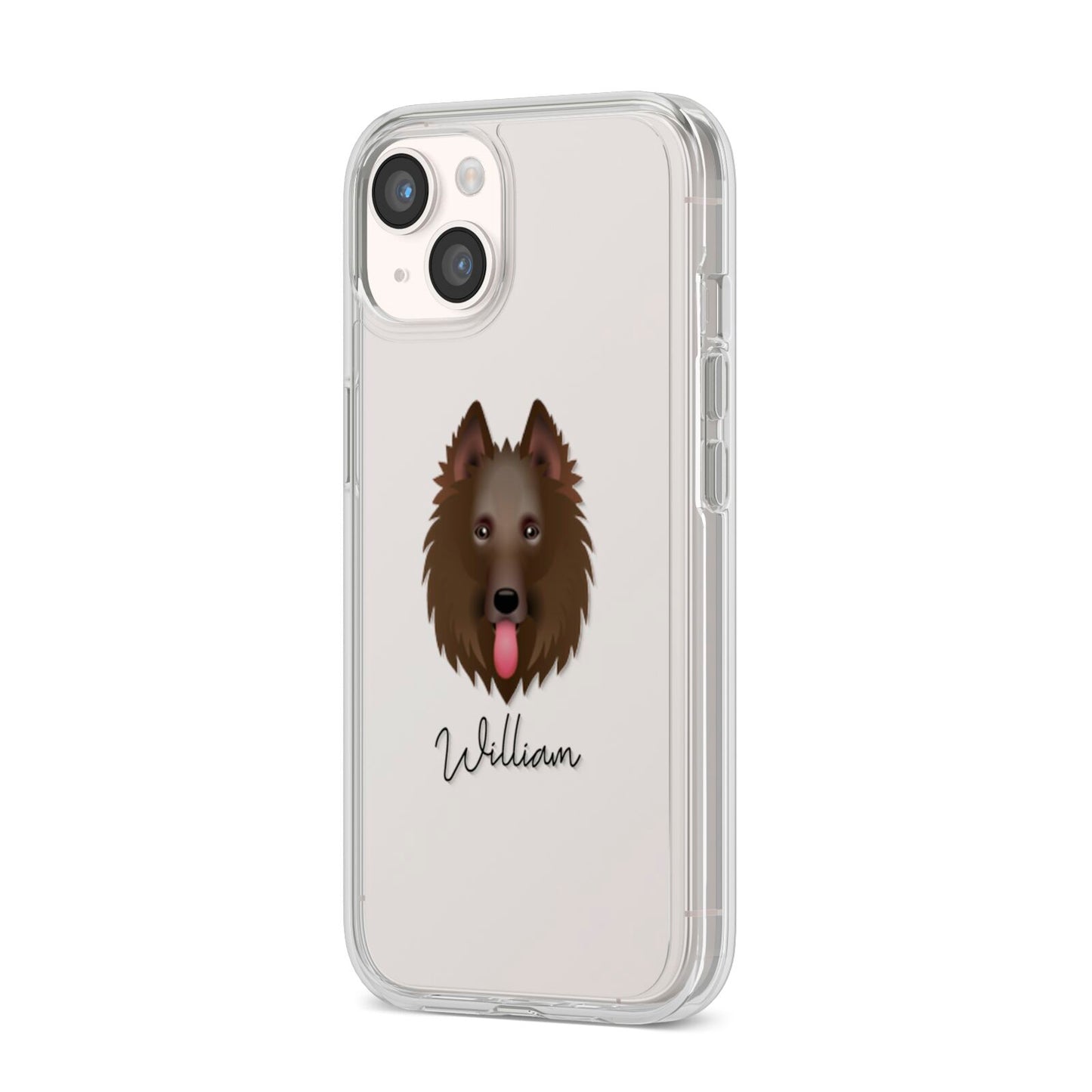 Belgian Shepherd Personalised iPhone 14 Clear Tough Case Starlight Angled Image