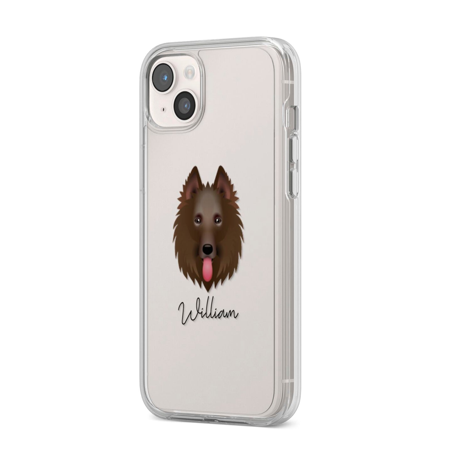Belgian Shepherd Personalised iPhone 14 Plus Clear Tough Case Starlight Angled Image
