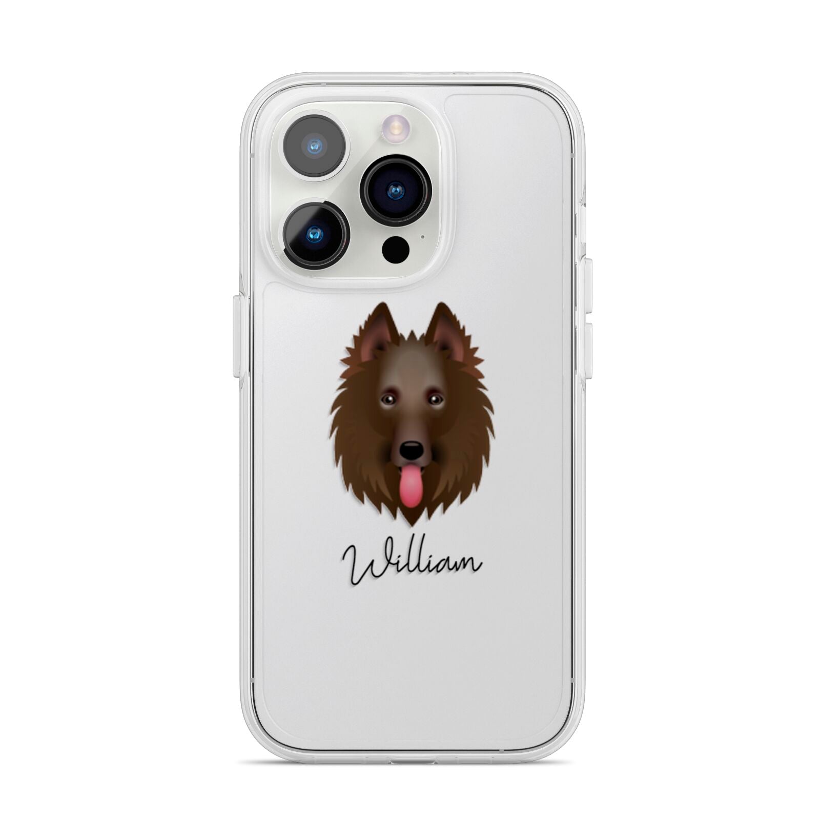 Belgian Shepherd Personalised iPhone 14 Pro Clear Tough Case Silver