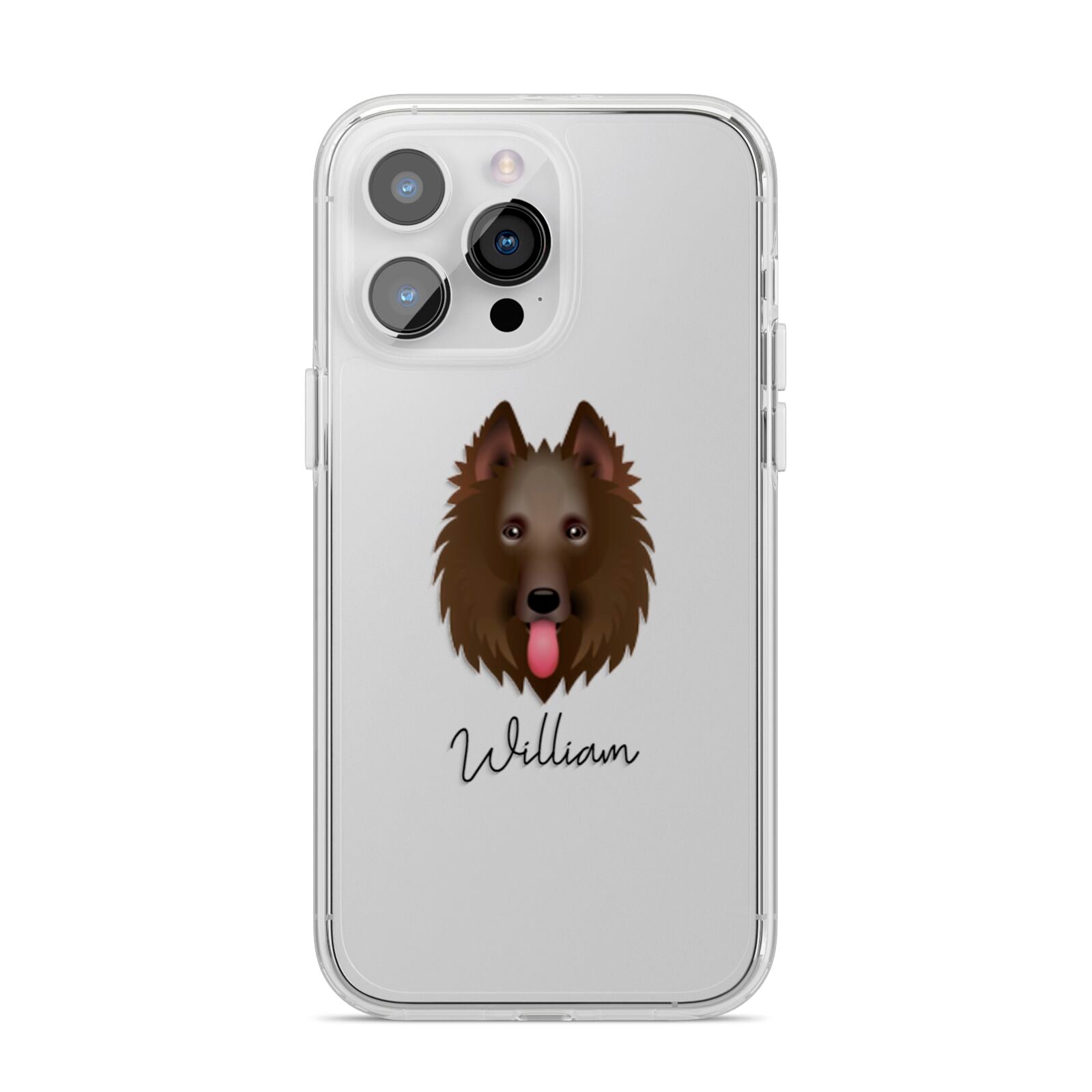 Belgian Shepherd Personalised iPhone 14 Pro Max Clear Tough Case Silver