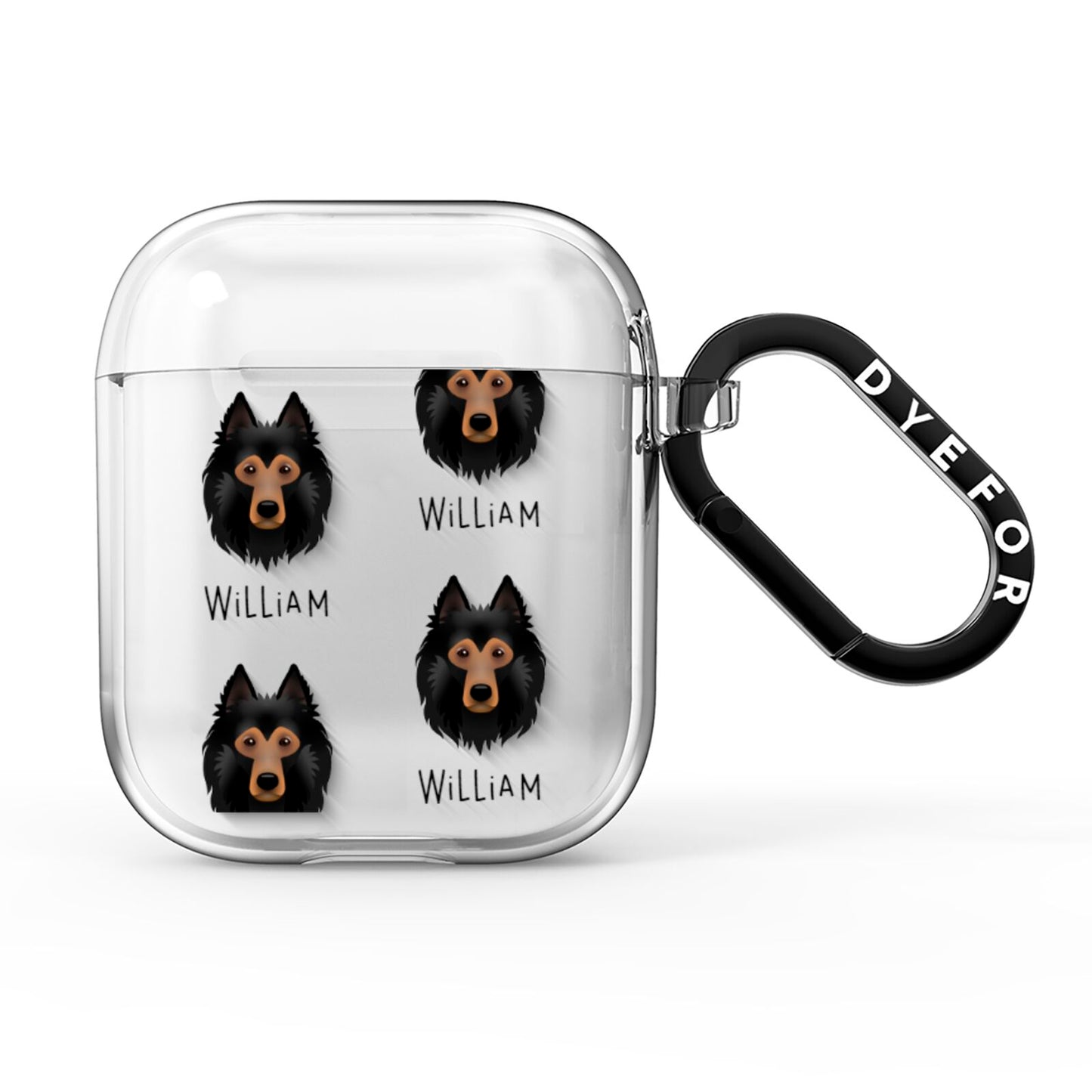 Belgian Tervuren Icon with Name AirPods Clear Case