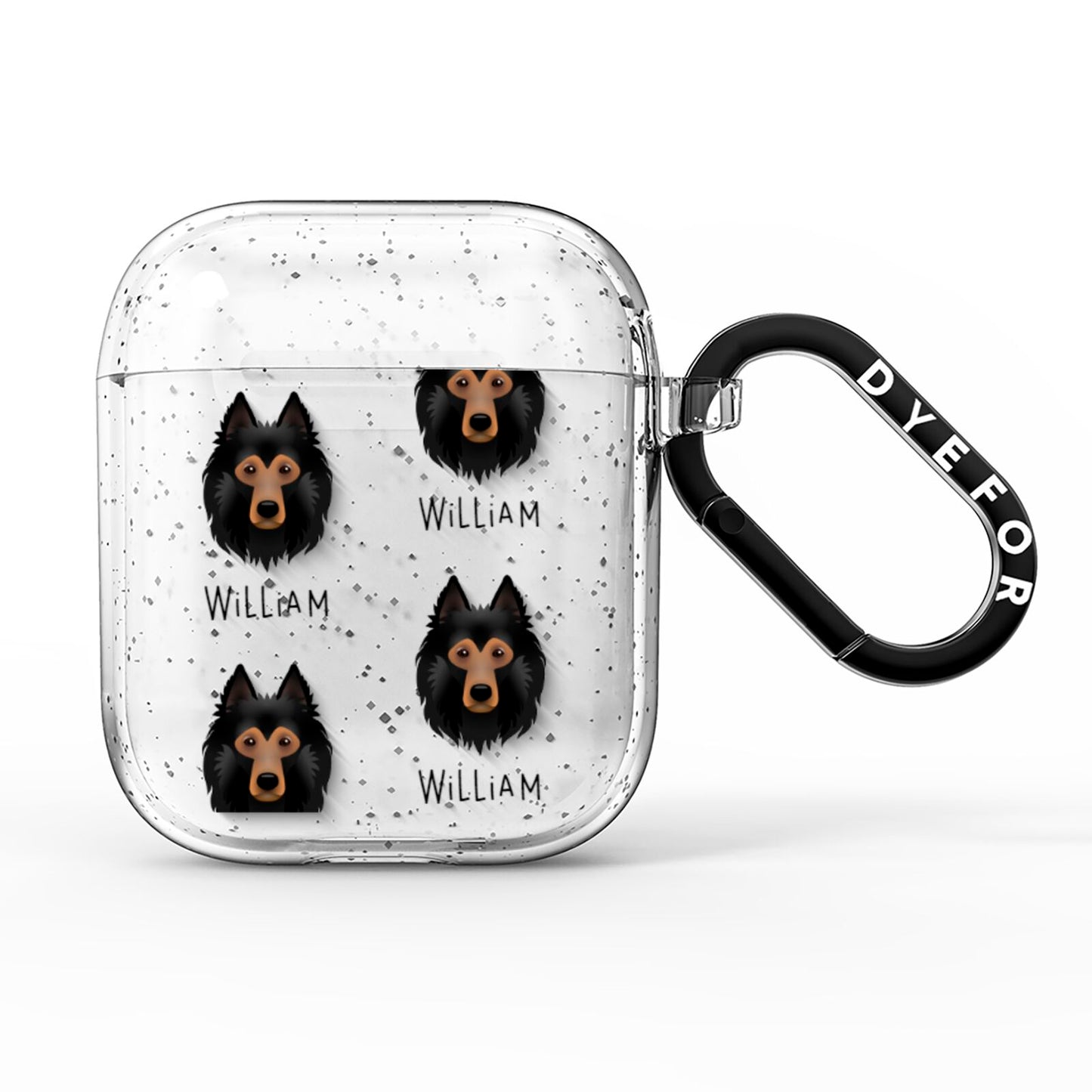 Belgian Tervuren Icon with Name AirPods Glitter Case