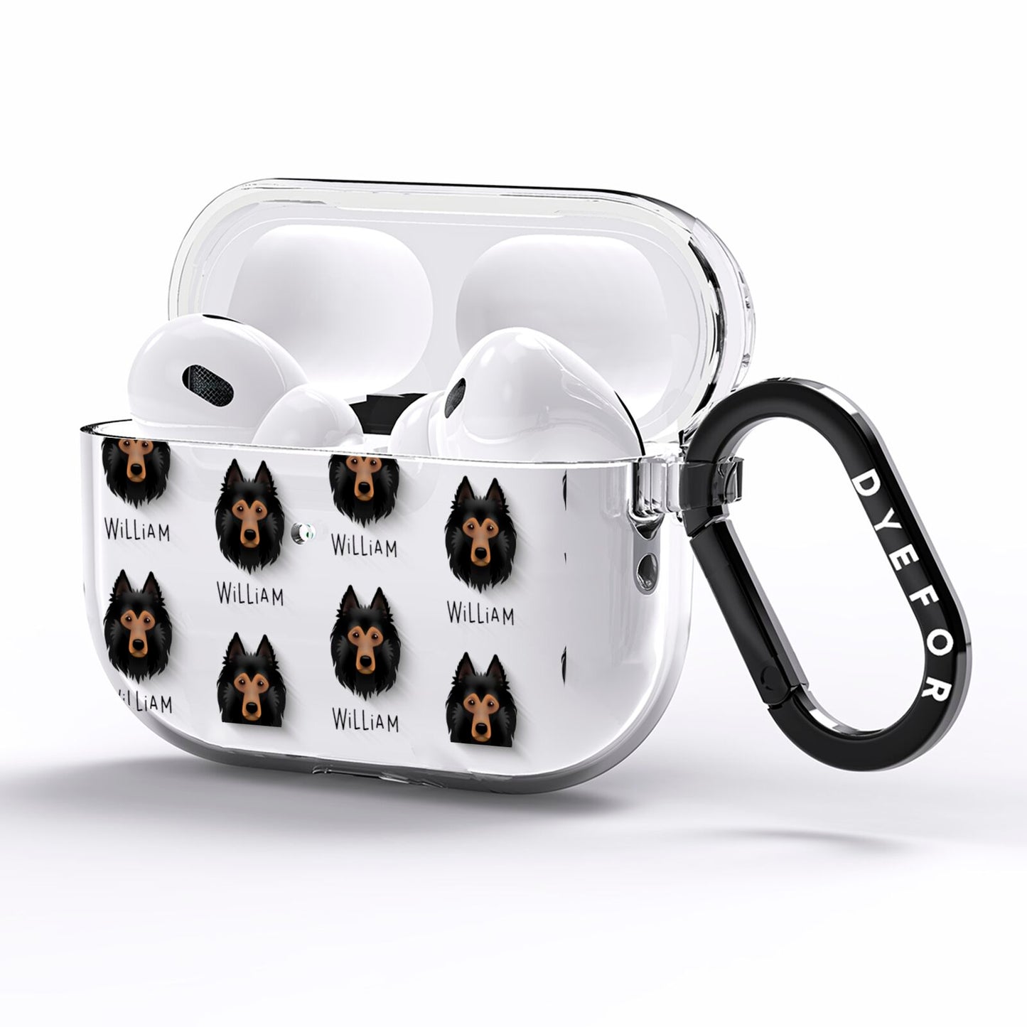 Belgian Tervuren Icon with Name AirPods Pro Clear Case Side Image