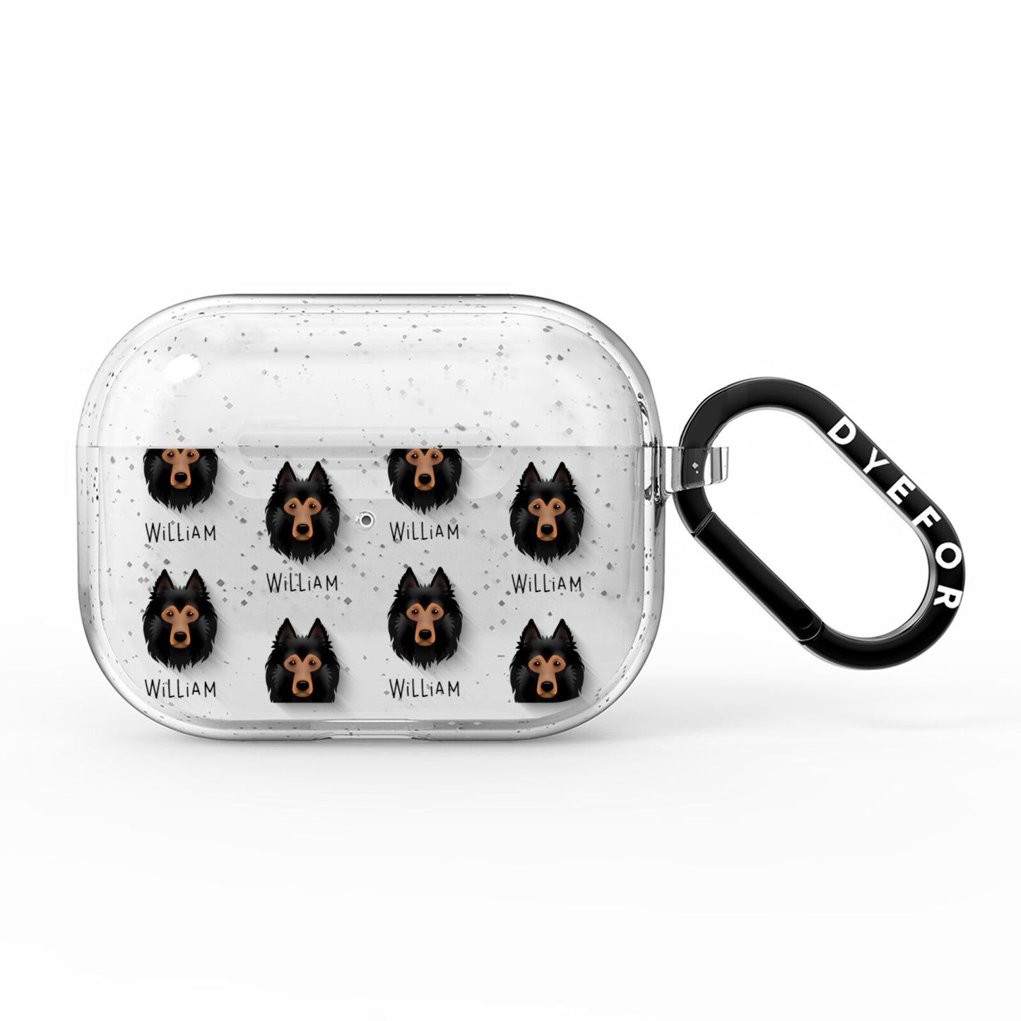 Belgian Tervuren Icon with Name AirPods Pro Glitter Case