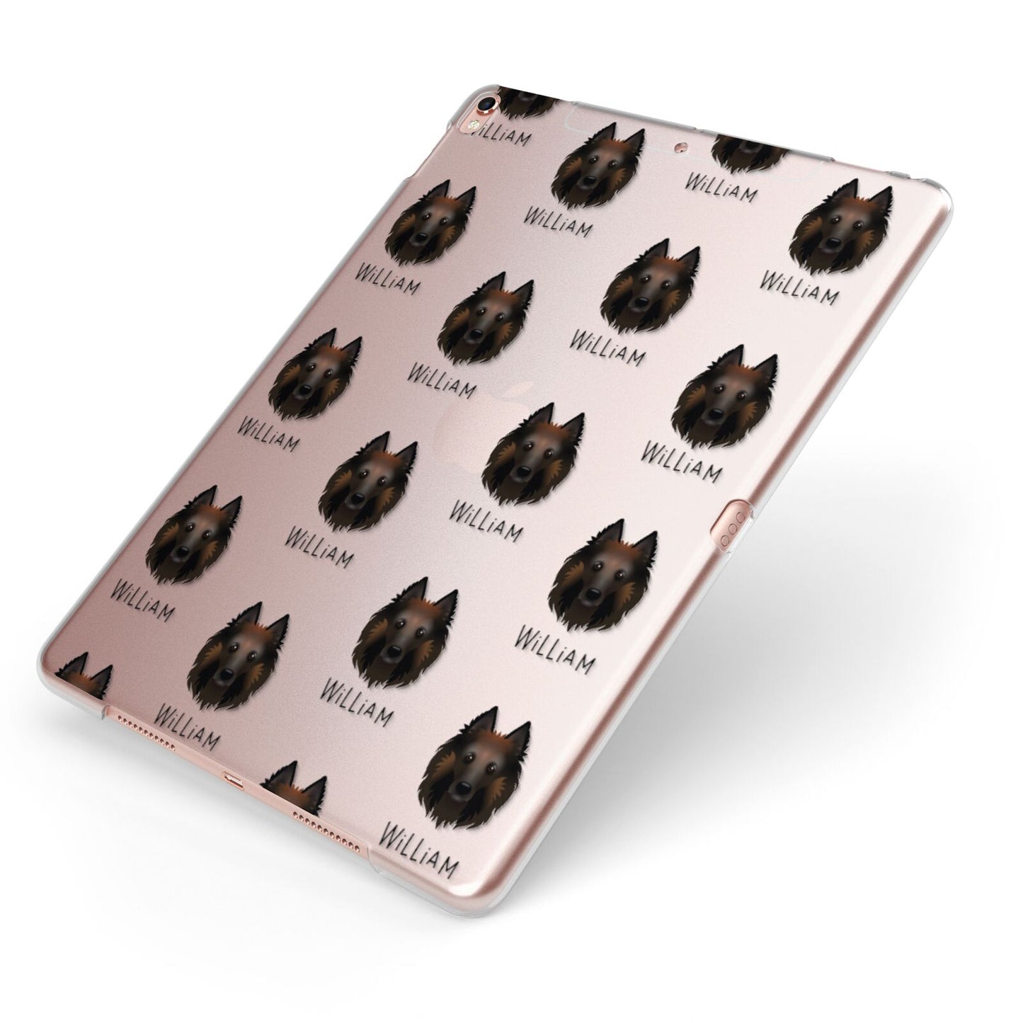 Belgian Tervuren Icon with Name Apple iPad Case on Rose Gold iPad Side View