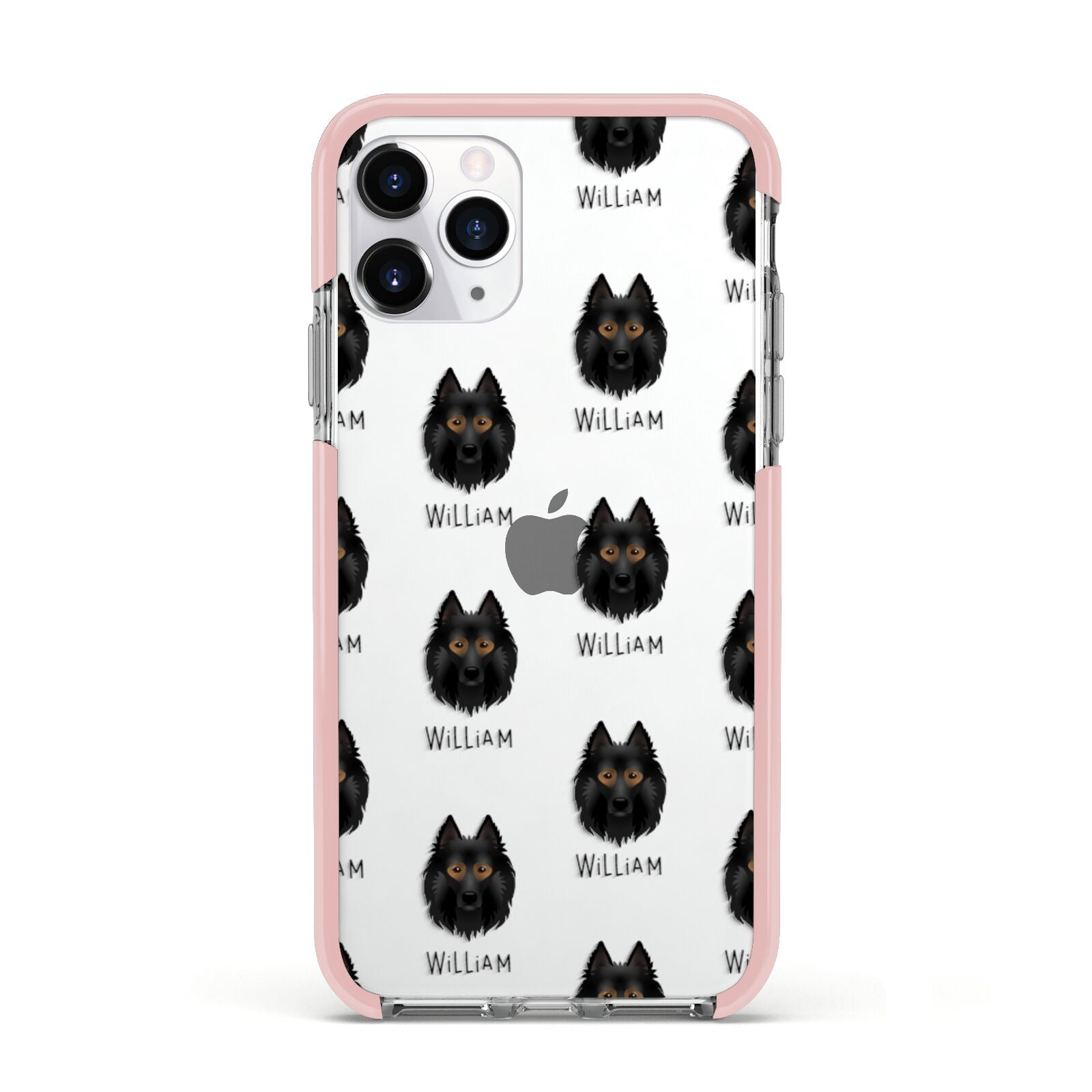 Belgian Tervuren Icon with Name Apple iPhone 11 Pro in Silver with Pink Impact Case