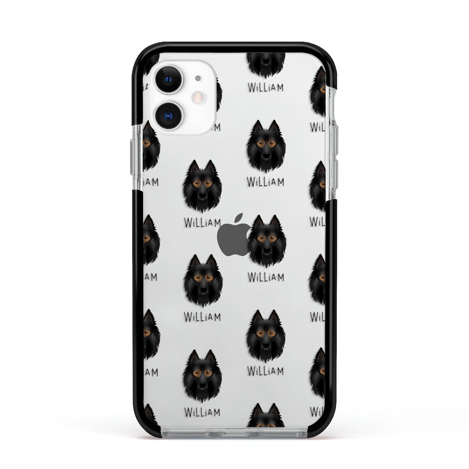 Belgian Tervuren Icon with Name Apple iPhone 11 in White with Black Impact Case