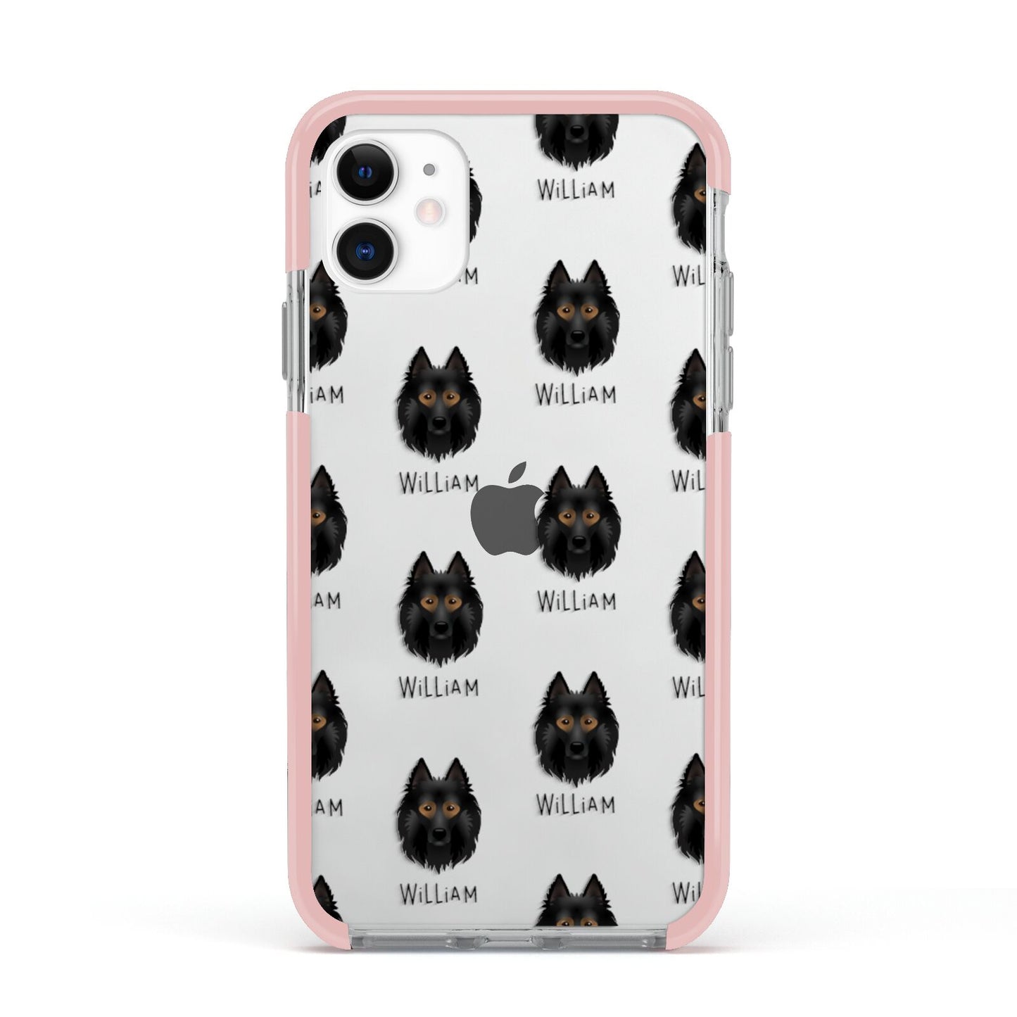 Belgian Tervuren Icon with Name Apple iPhone 11 in White with Pink Impact Case