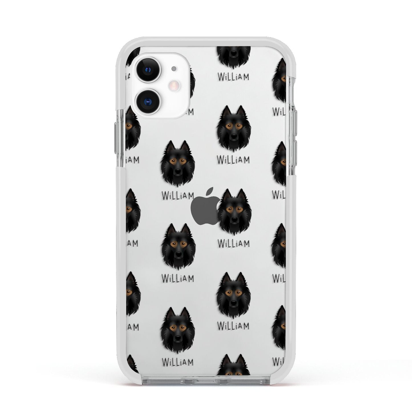 Belgian Tervuren Icon with Name Apple iPhone 11 in White with White Impact Case