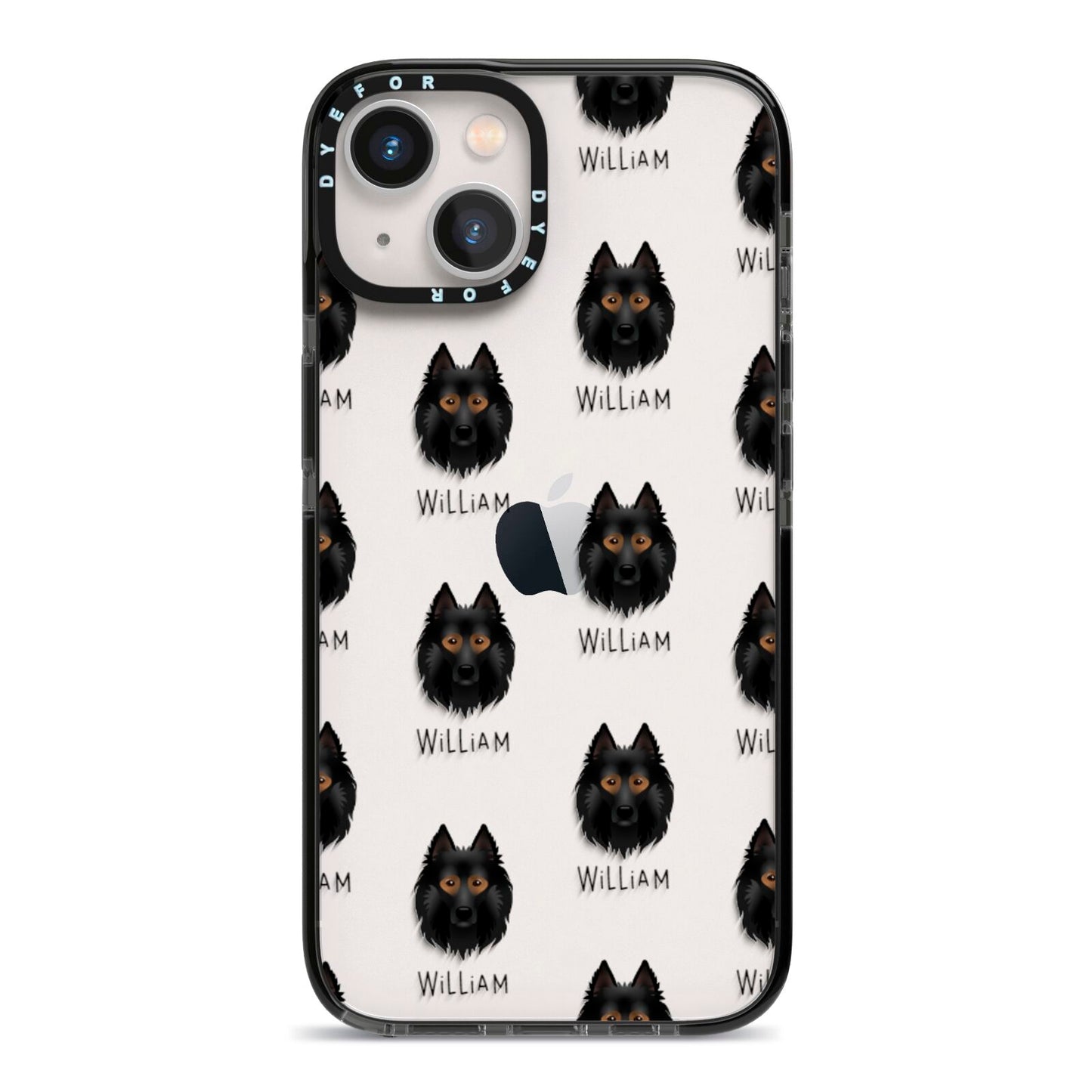 Belgian Tervuren Icon with Name iPhone 13 Black Impact Case on Silver phone