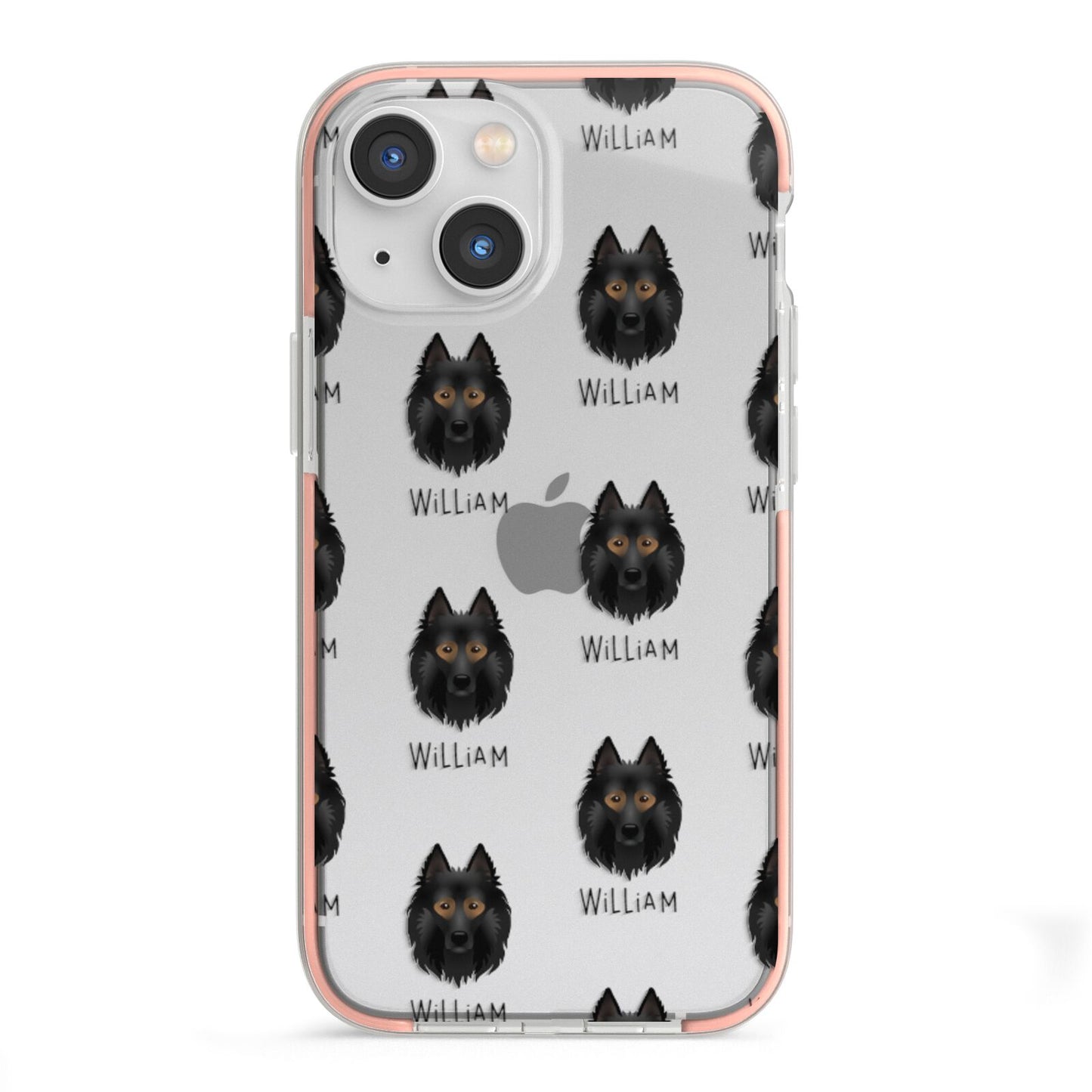 Belgian Tervuren Icon with Name iPhone 13 Mini TPU Impact Case with Pink Edges