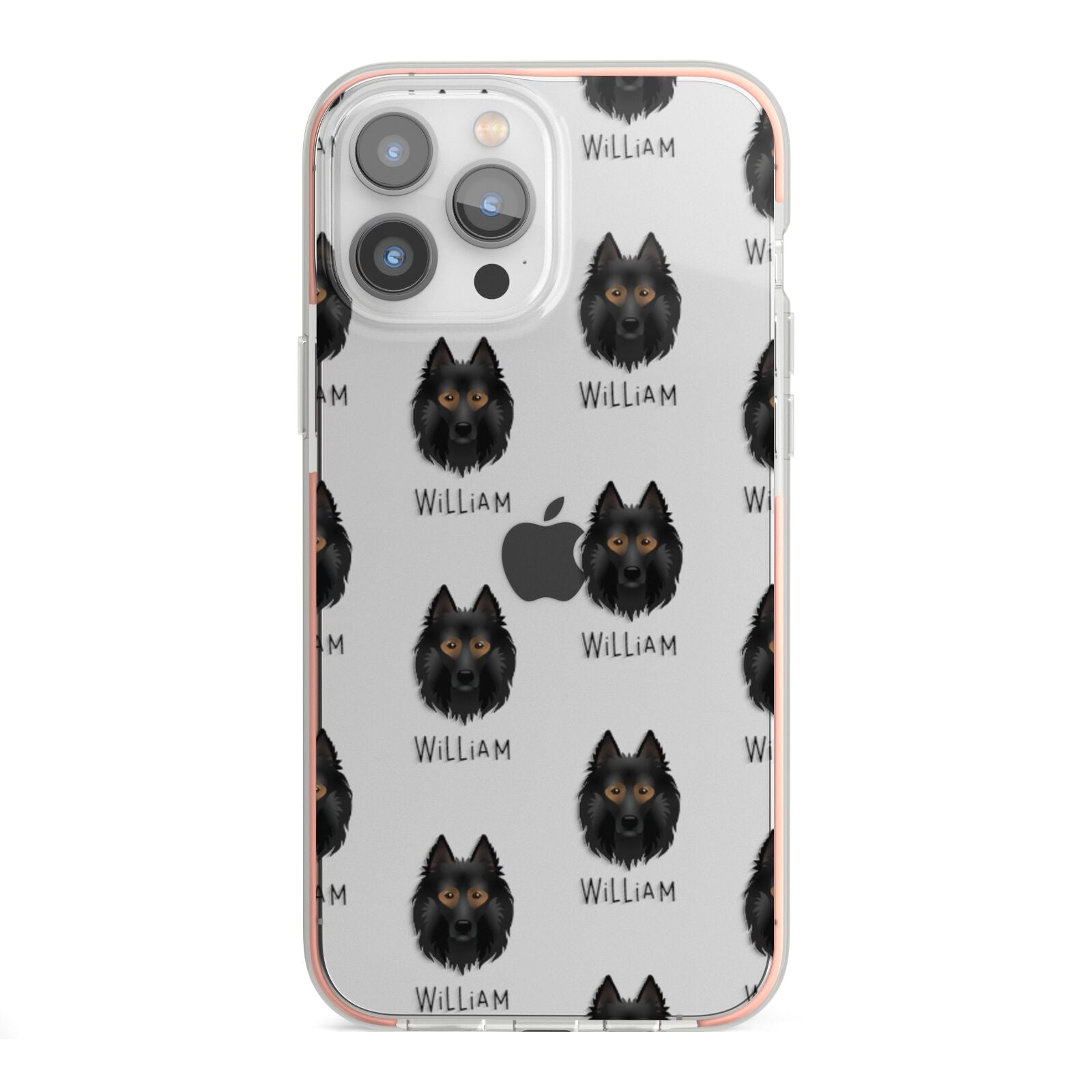 Belgian Tervuren Icon with Name iPhone 13 Pro Max TPU Impact Case with Pink Edges