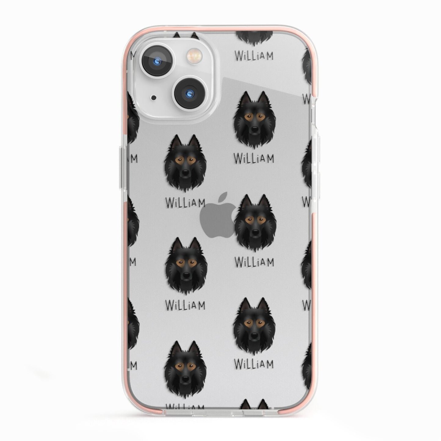 Belgian Tervuren Icon with Name iPhone 13 TPU Impact Case with Pink Edges