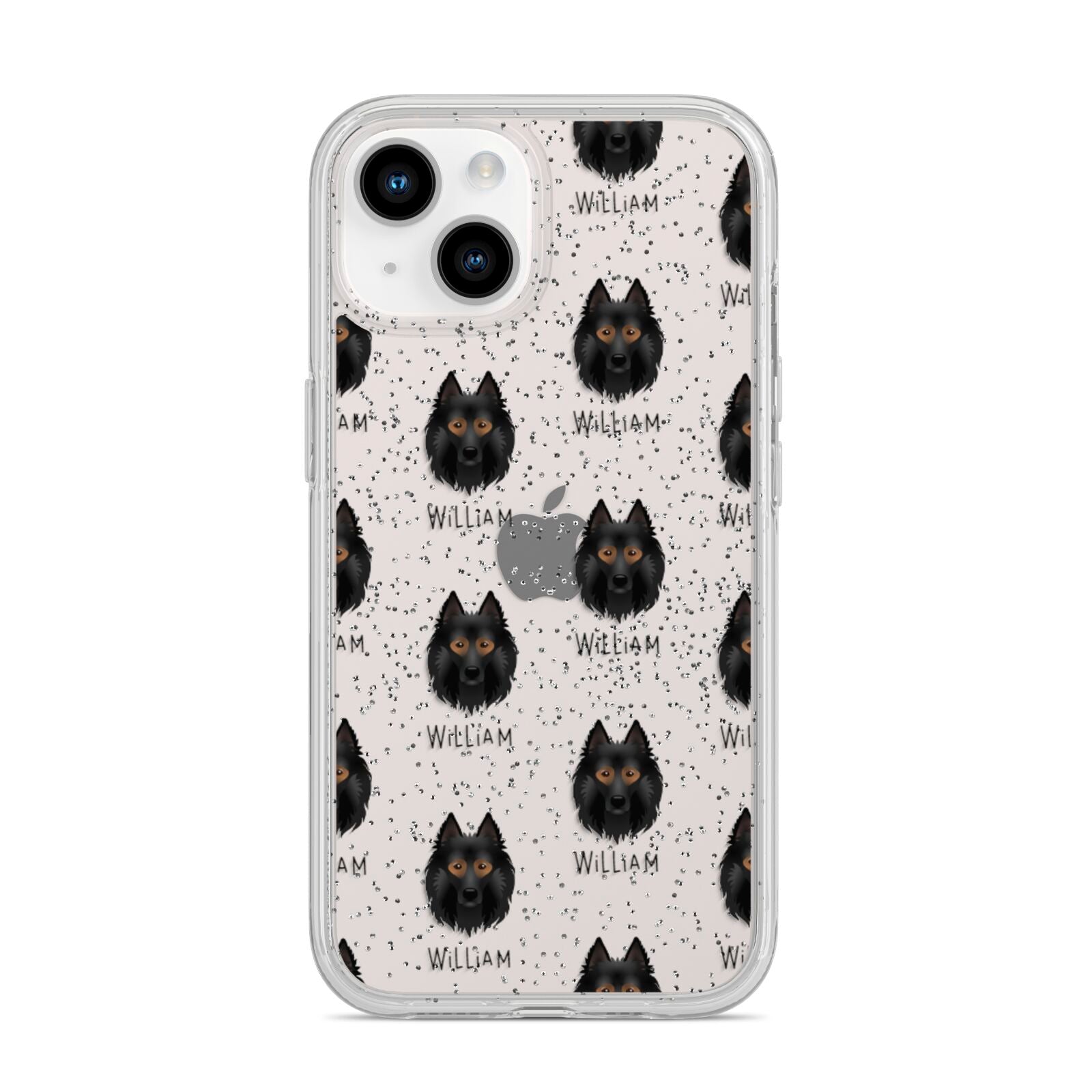 Belgian Tervuren Icon with Name iPhone 14 Glitter Tough Case Starlight