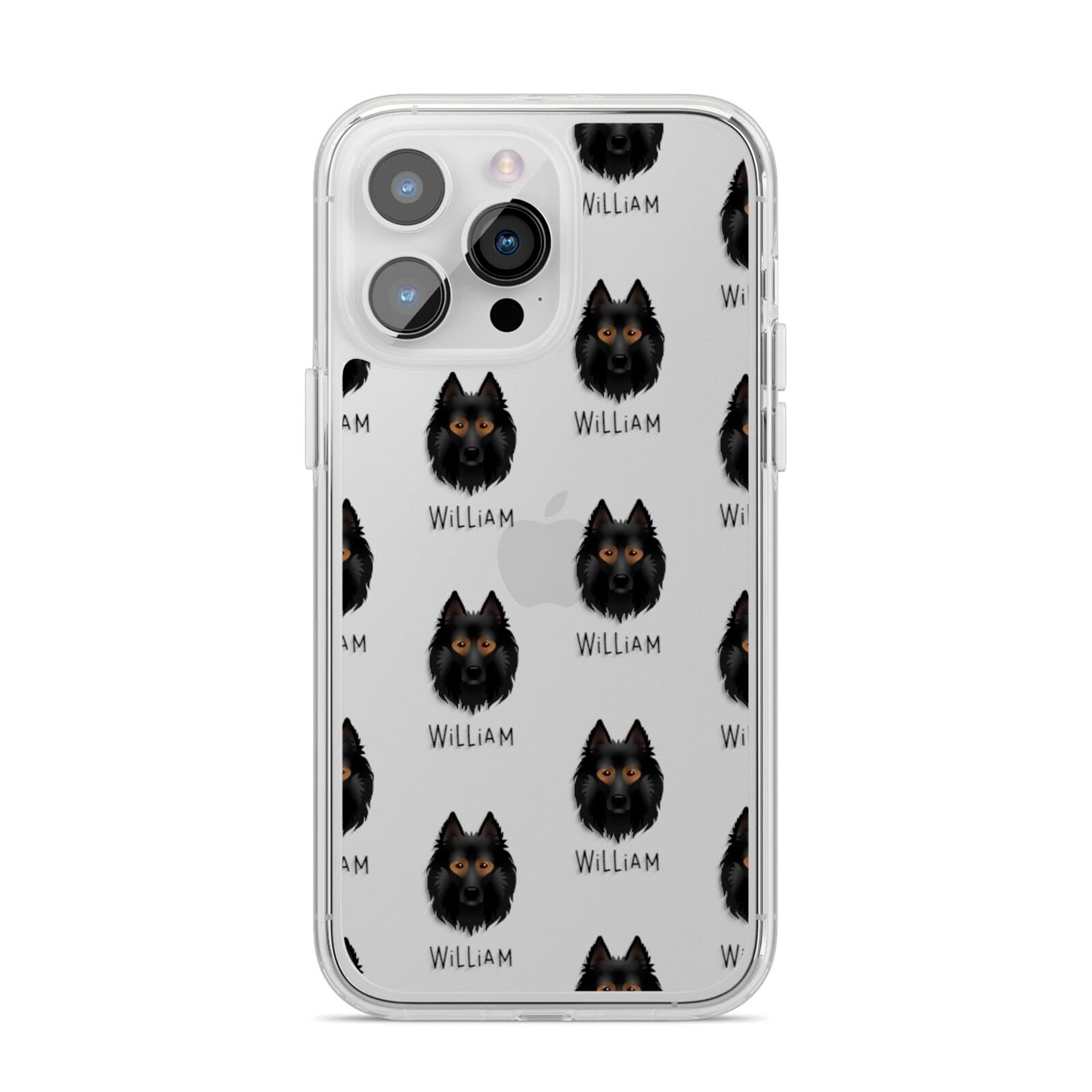 Belgian Tervuren Icon with Name iPhone 14 Pro Max Clear Tough Case Silver