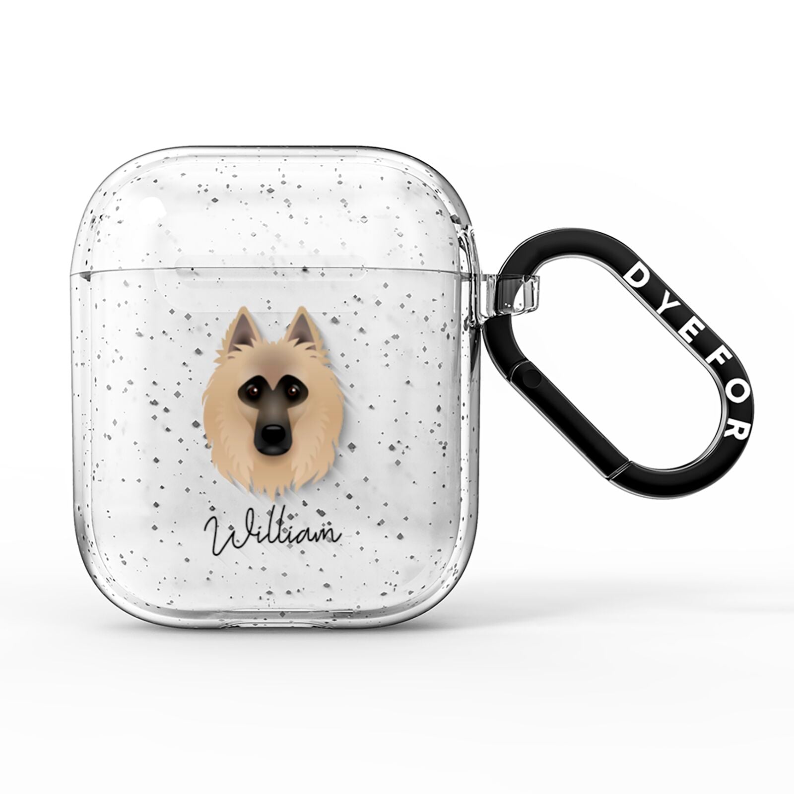 Belgian Tervuren Personalised AirPods Glitter Case