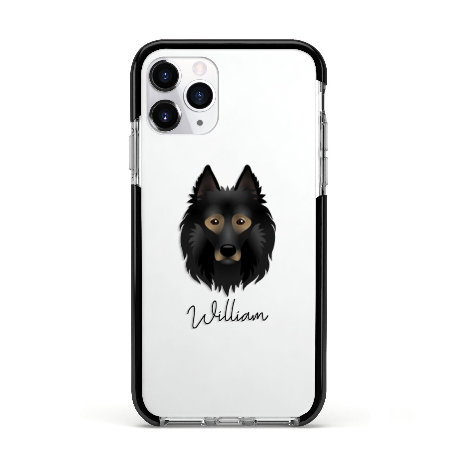 Belgian Tervuren Personalised Apple iPhone 11 Pro in Silver with Black Impact Case