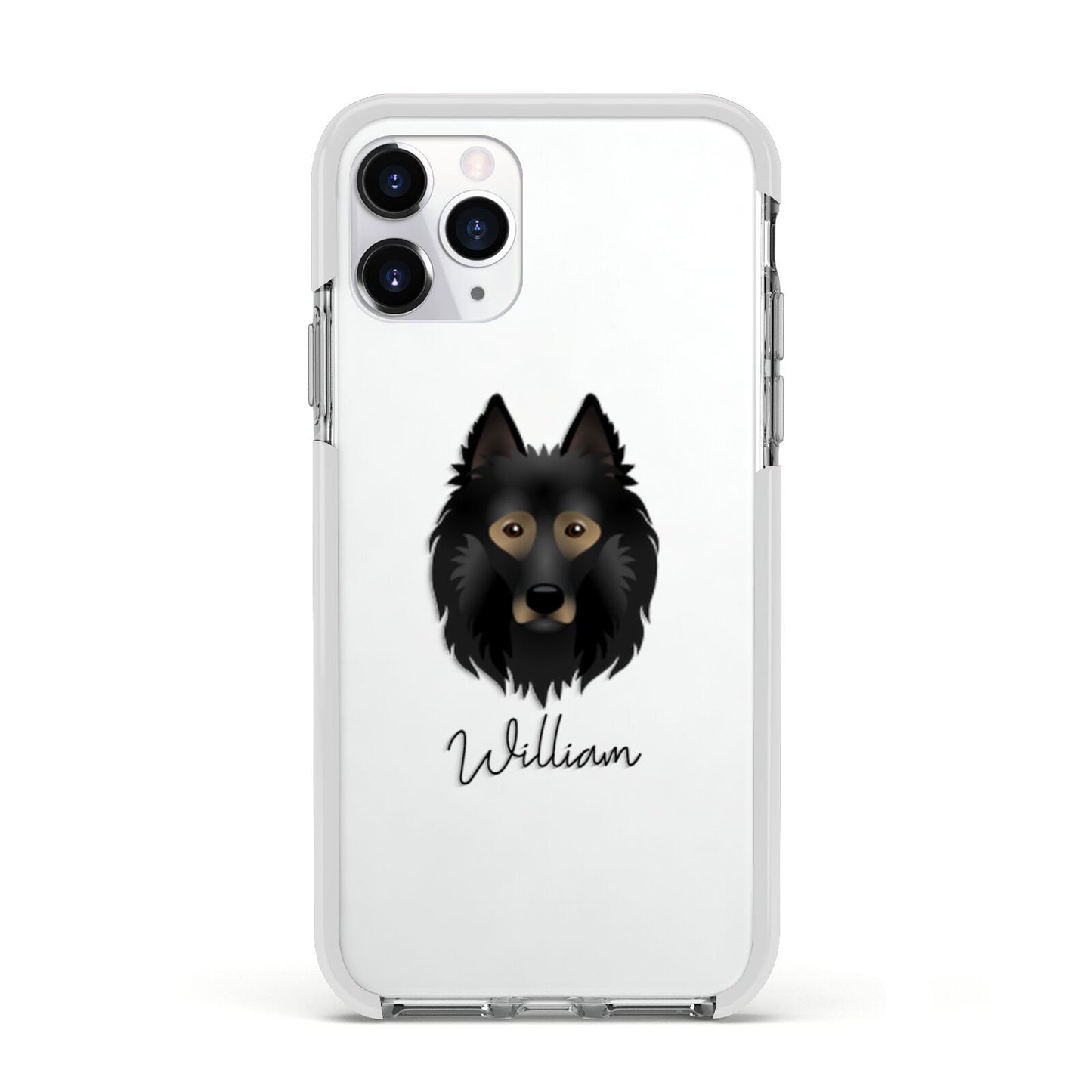 Belgian Tervuren Personalised Apple iPhone 11 Pro in Silver with White Impact Case