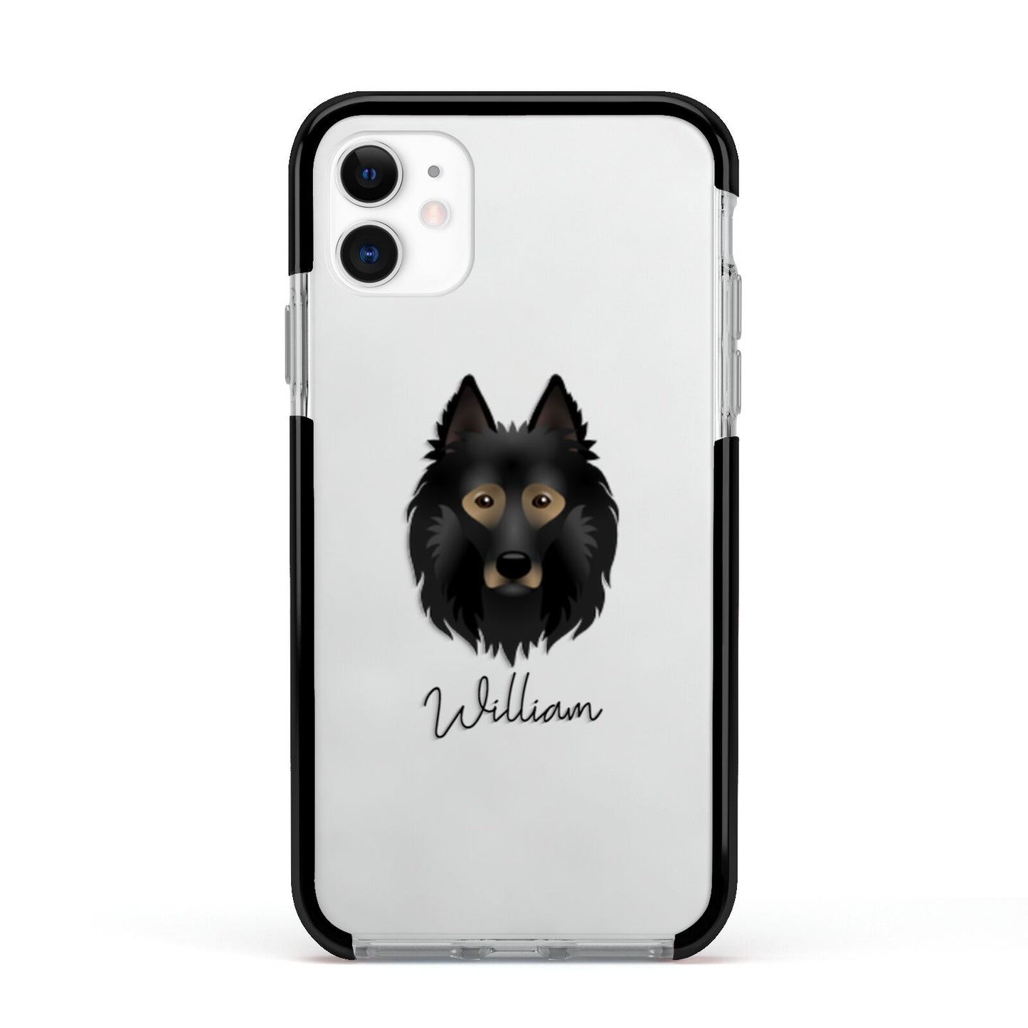 Belgian Tervuren Personalised Apple iPhone 11 in White with Black Impact Case