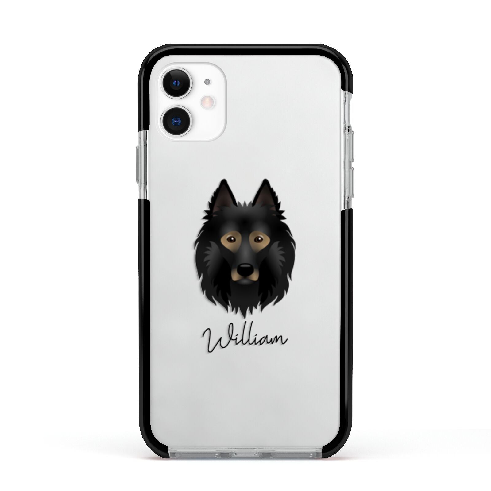 Belgian Tervuren Personalised Apple iPhone 11 in White with Black Impact Case