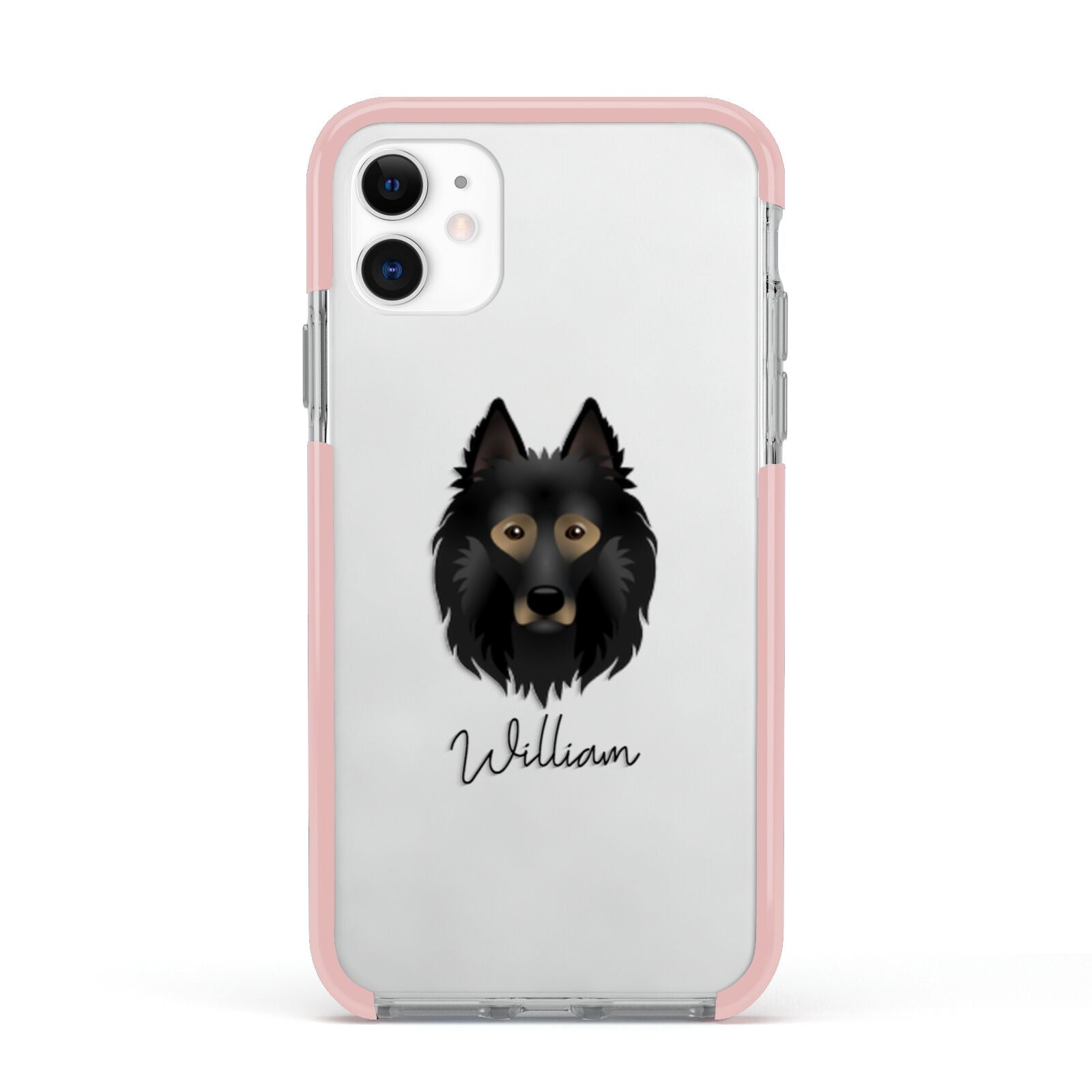 Belgian Tervuren Personalised Apple iPhone 11 in White with Pink Impact Case