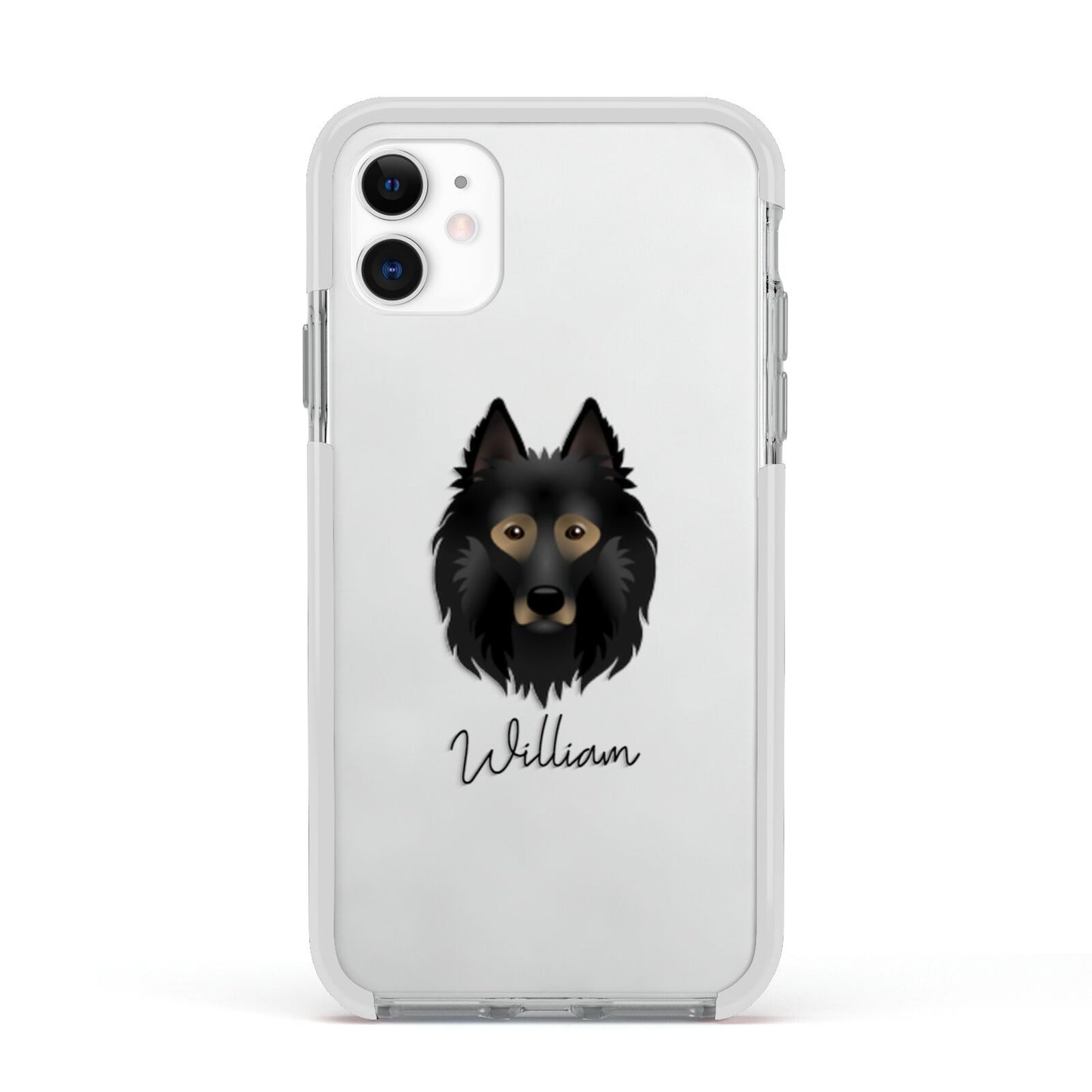 Belgian Tervuren Personalised Apple iPhone 11 in White with White Impact Case
