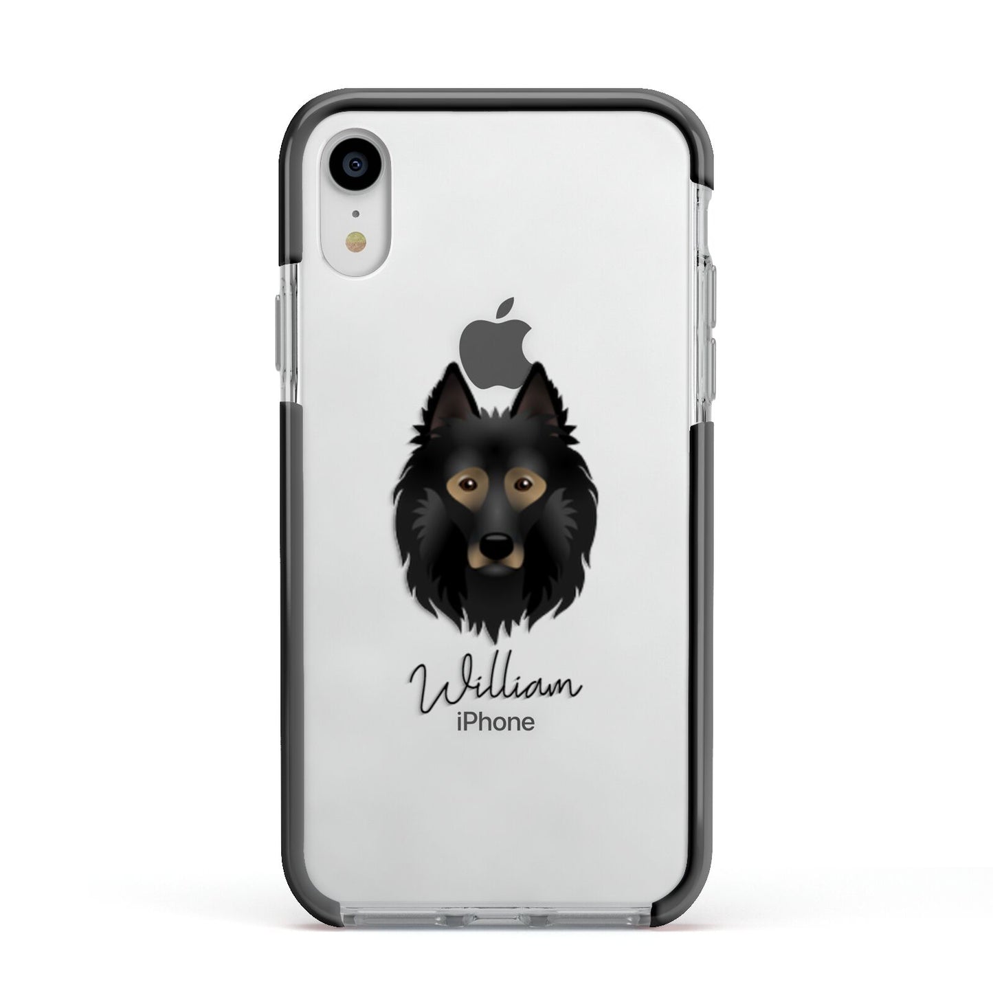 Belgian Tervuren Personalised Apple iPhone XR Impact Case Black Edge on Silver Phone