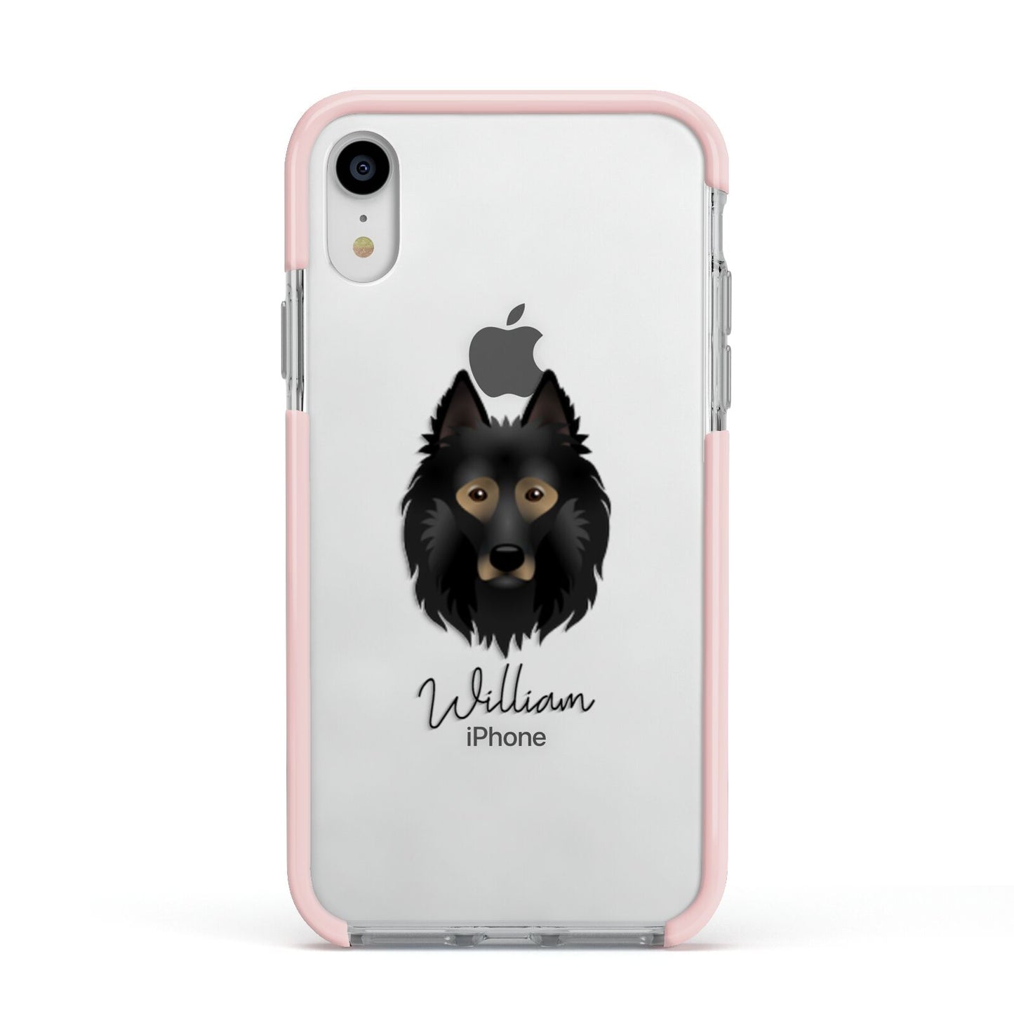 Belgian Tervuren Personalised Apple iPhone XR Impact Case Pink Edge on Silver Phone