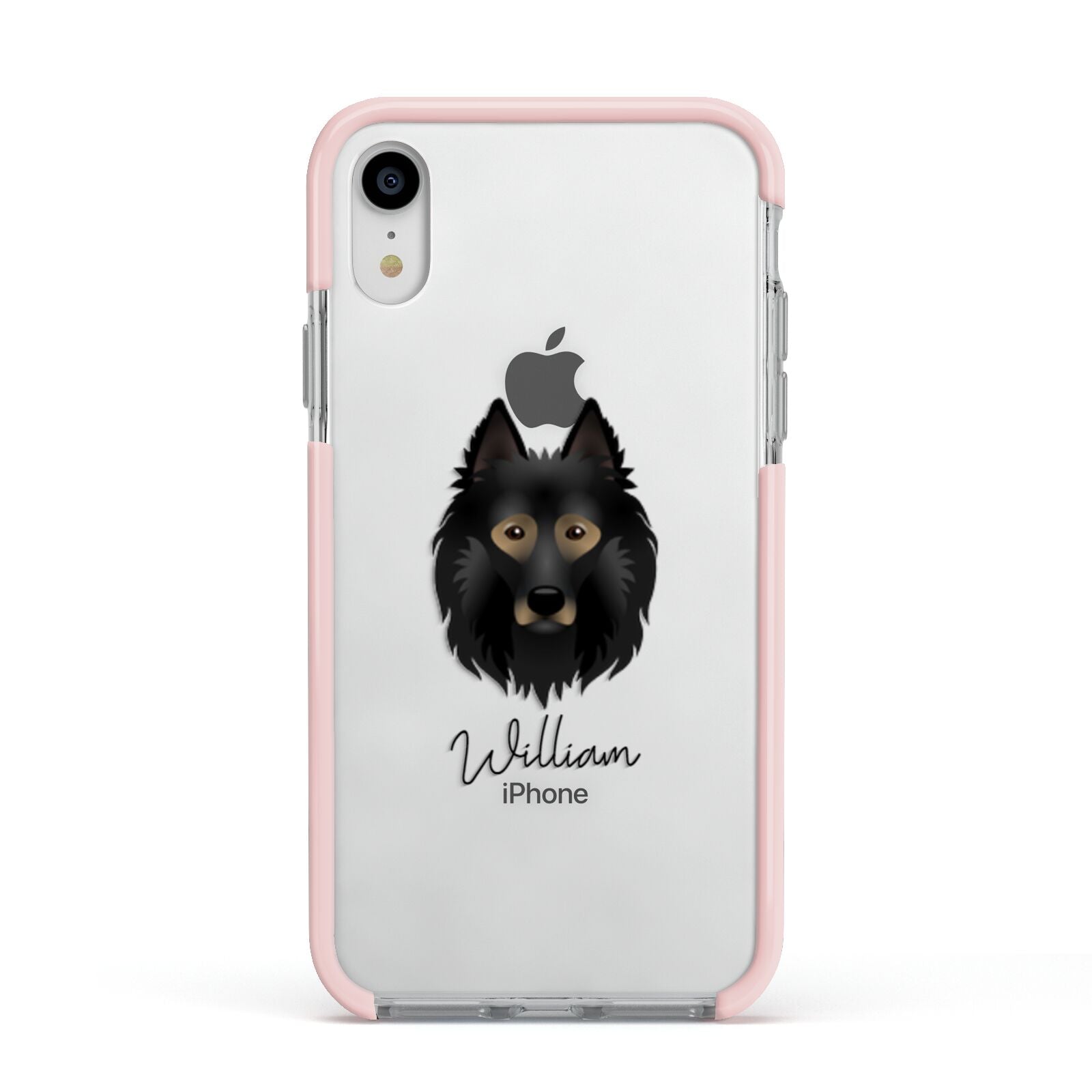 Belgian Tervuren Personalised Apple iPhone XR Impact Case Pink Edge on Silver Phone