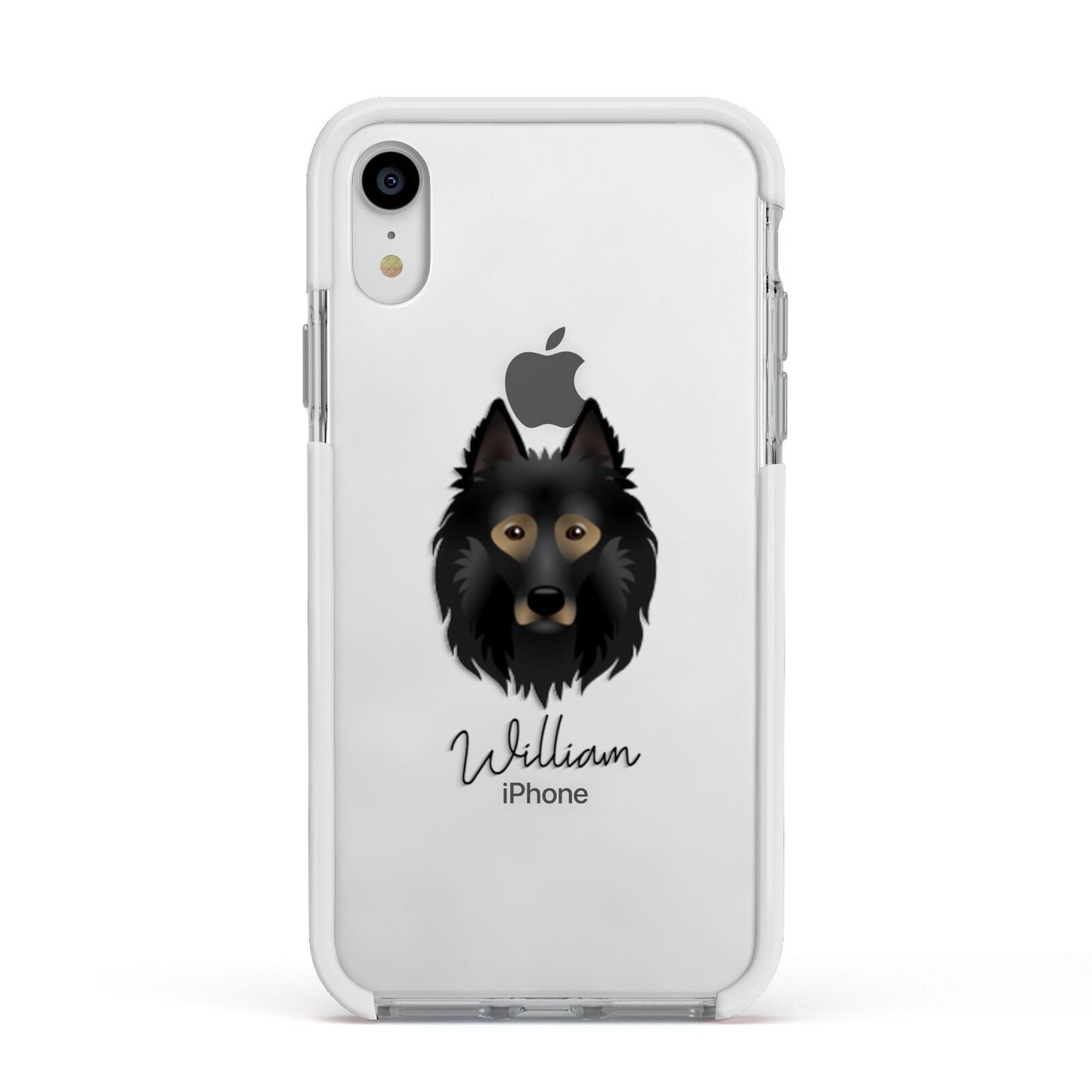 Belgian Tervuren Personalised Apple iPhone XR Impact Case White Edge on Silver Phone