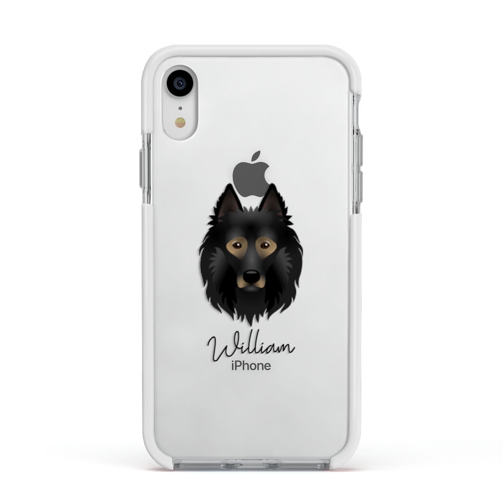 Belgian Tervuren Personalised Apple iPhone XR Impact Case White Edge on Silver Phone