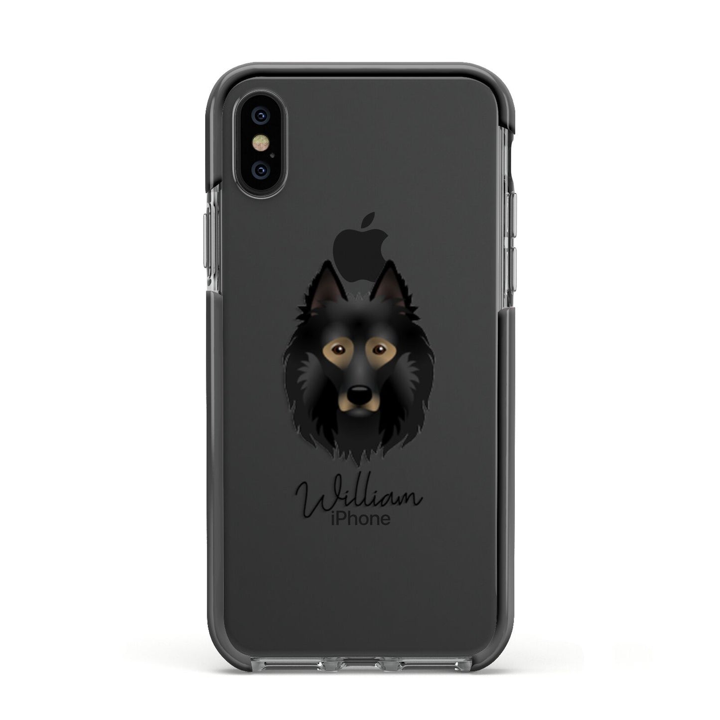 Belgian Tervuren Personalised Apple iPhone Xs Impact Case Black Edge on Black Phone