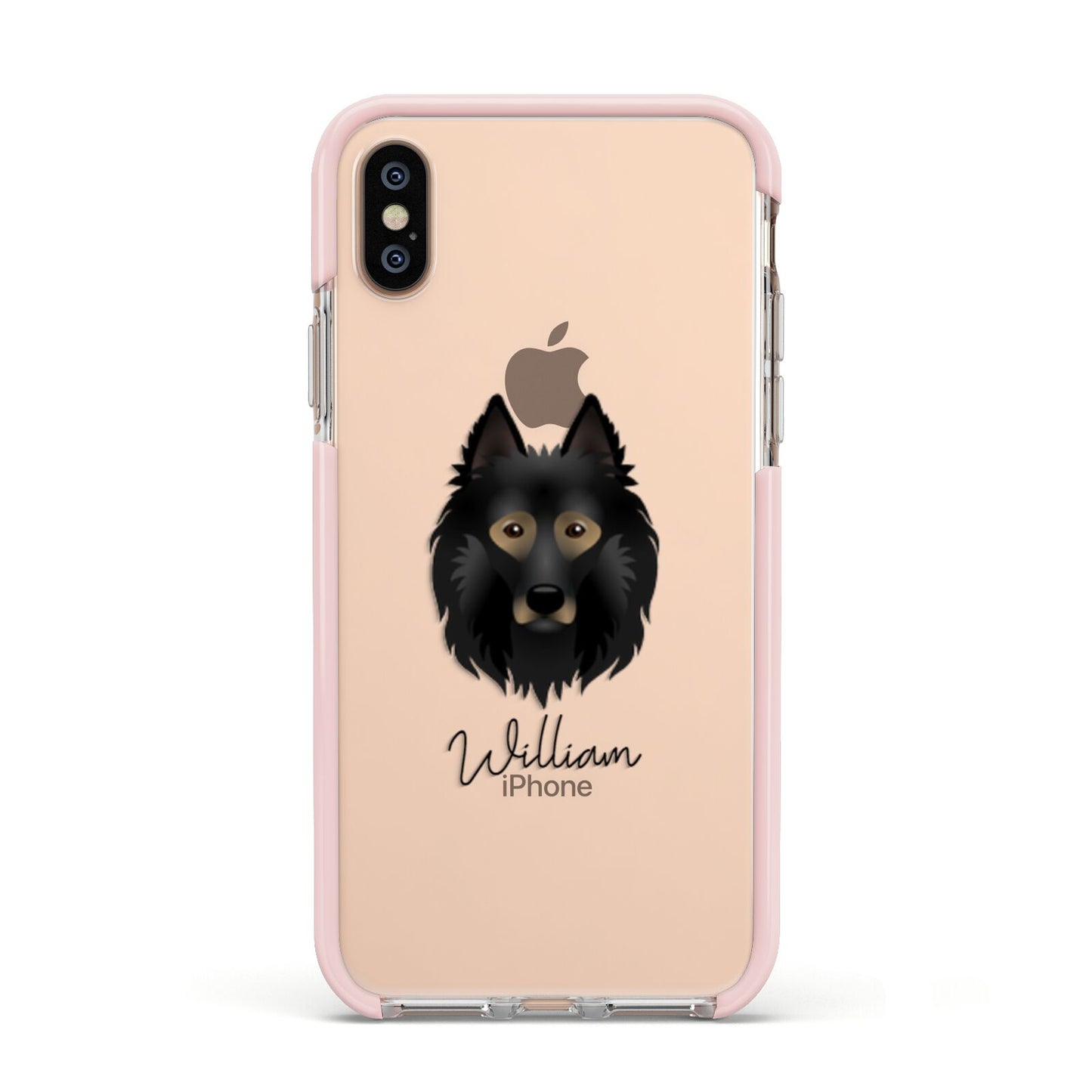 Belgian Tervuren Personalised Apple iPhone Xs Impact Case Pink Edge on Gold Phone